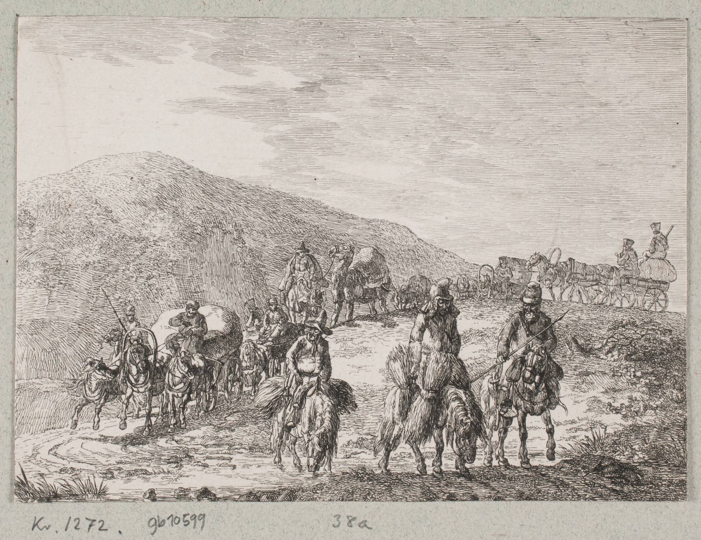 En konvoj med kosakker, Christian David Gebauer, 1813