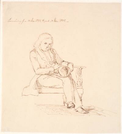 Thorvaldsen siddende i en sofa