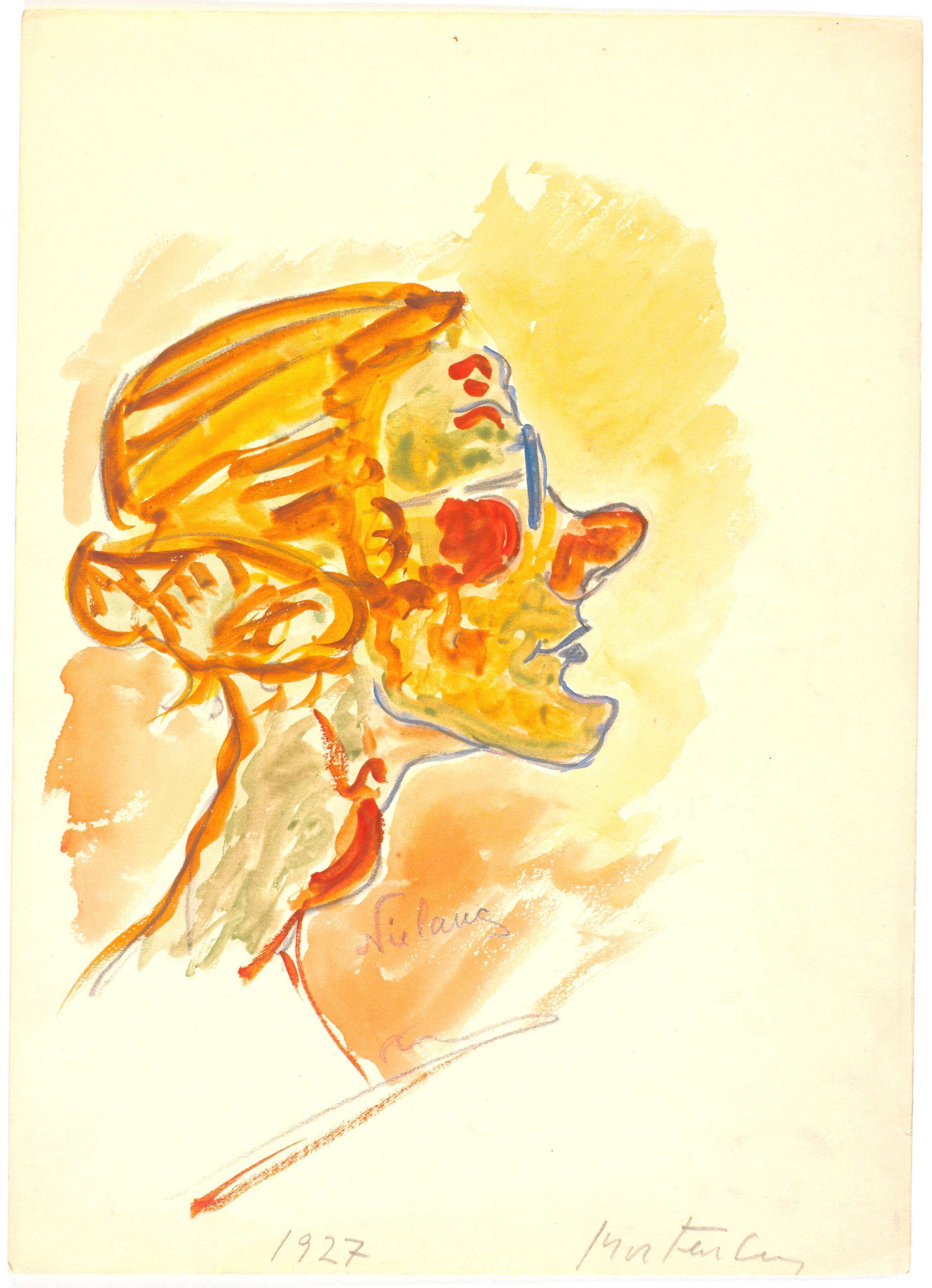 Portræt af "Nielaus" i profil mod h., Richard Mortensen, 1927-1930
