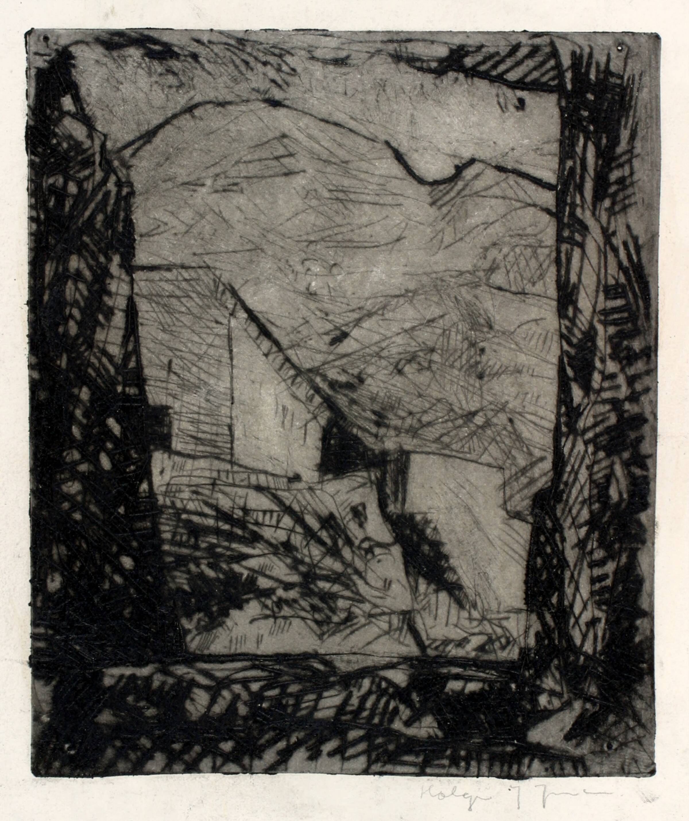 Udsigt fra et vindue. San Cataldo, Holger J. Jensen, 1950-1959