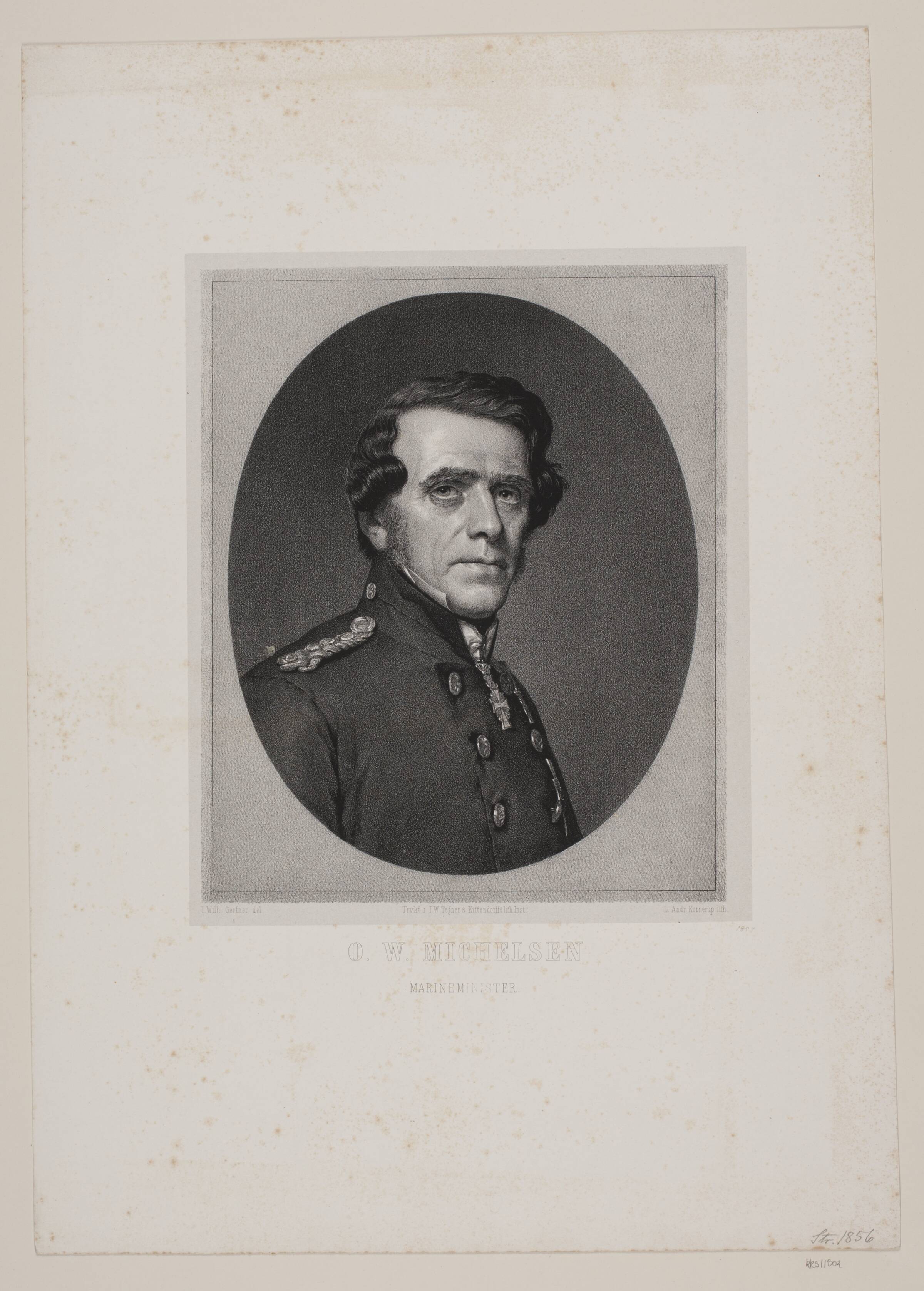 Marineminister O.W. Michelsen, L.A. Kornerup, 1856