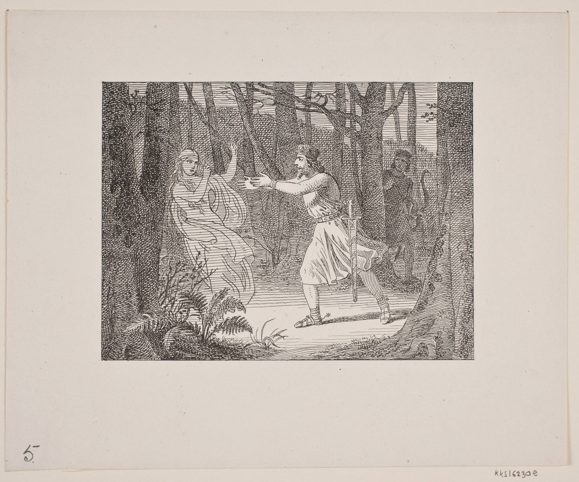 Illustration til Svend Grundtvig, "Marsk Stig: Dansk Folkevise Fra 13de Aarhundrede", 1861, Constantin Hansen, 1861
