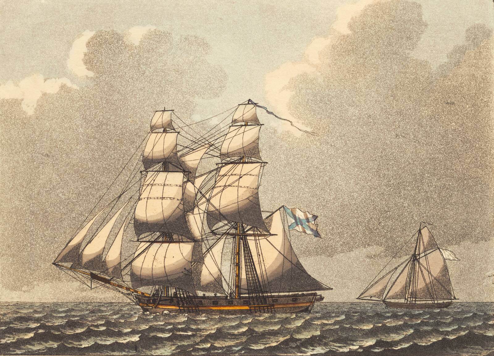En russisk orlogs-brig for sidevind, Niels Truslew, 1805
