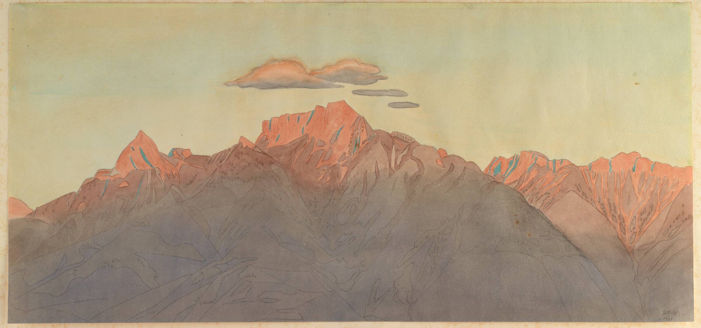 Bjergtinden ved solnedgang, J.F. Willumsen, 1878-1924