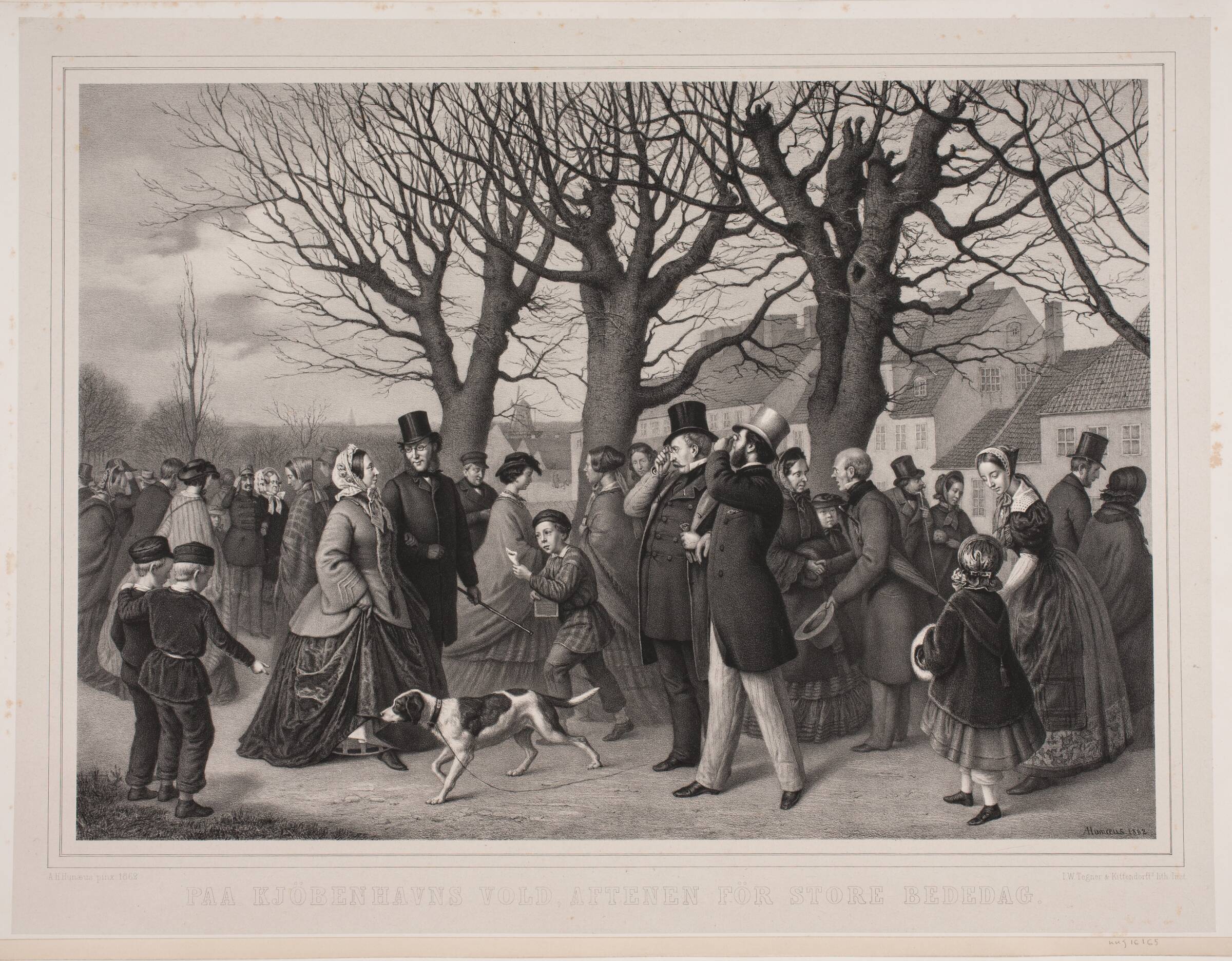 På Københavns Vold, aftenen før store bededag, Edvard Fortling, 1862
