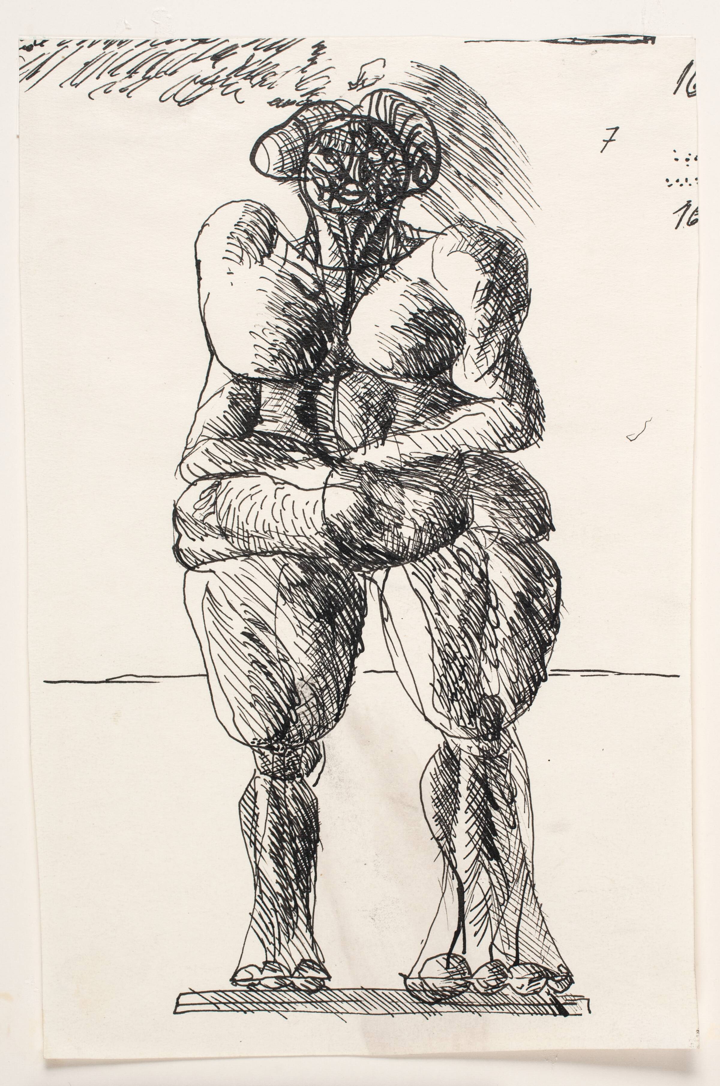 Stående kvinde med armene foldet over maven, Svend Wiig Hansen, 1957