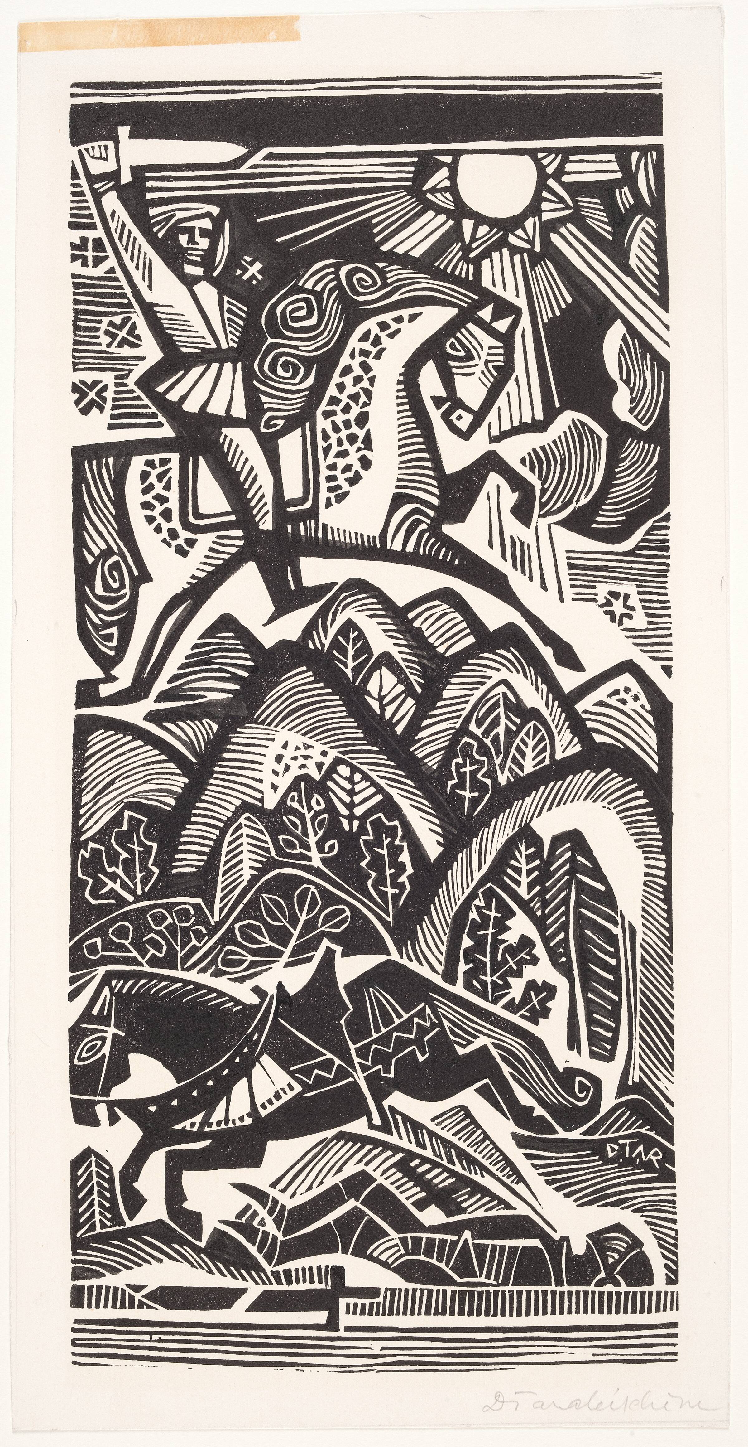 Landskab med rytterkamp, Domicele Tarabildiene, 1912-1969