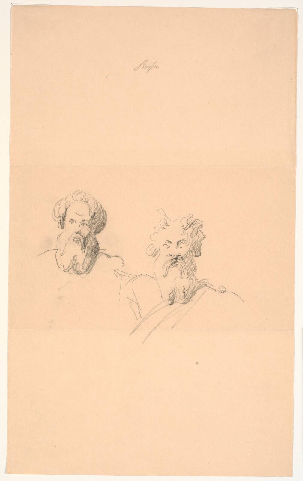 To skæggede studiehoveder. Den ene til Moses, by H.W. Bissen, 1849-1852