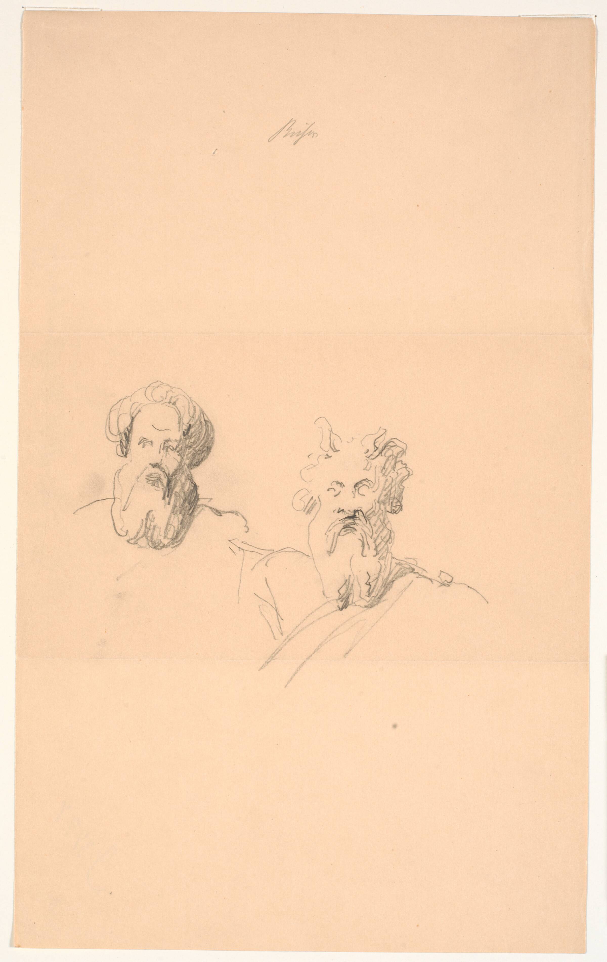 To skæggede studiehoveder. Den ene til Moses, Герман Вильгельм Биссен, 1849-1852