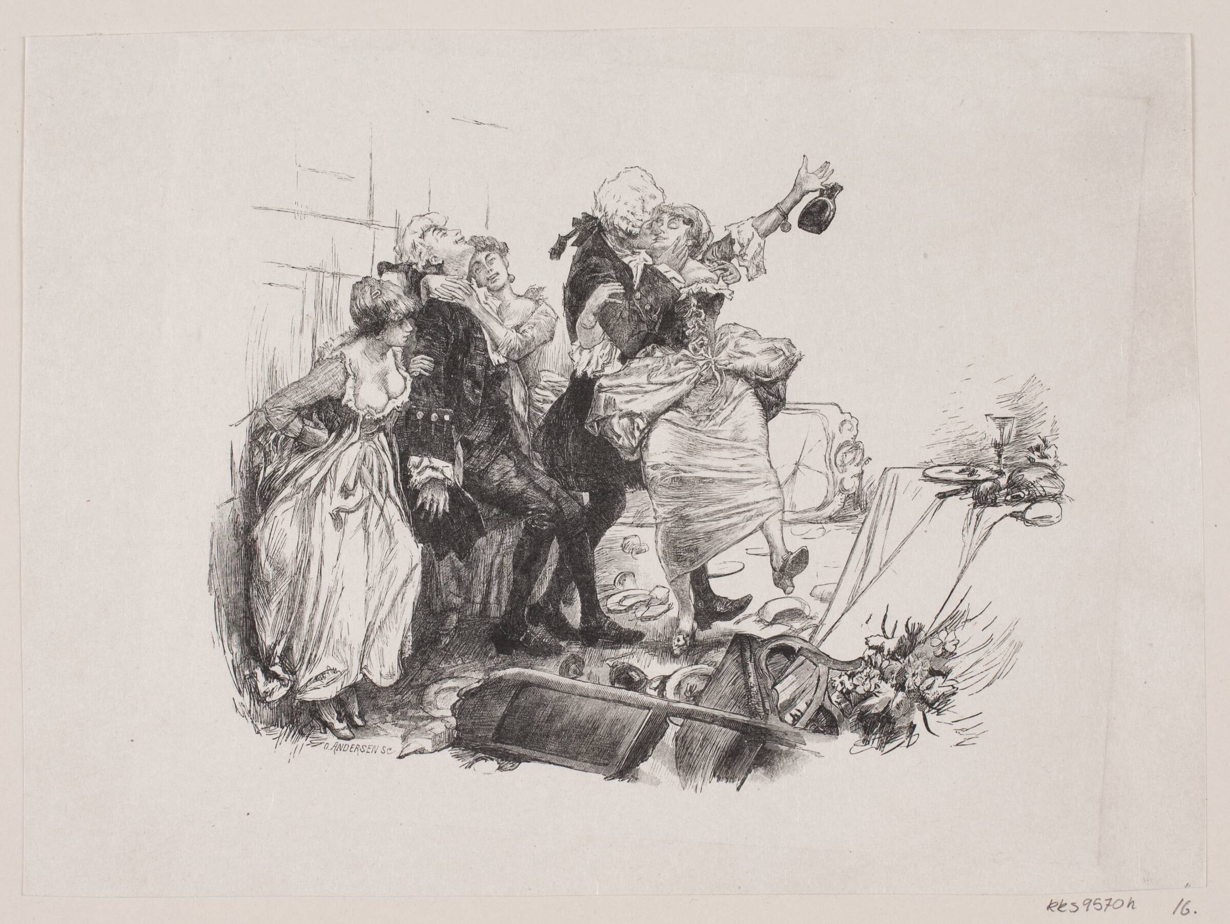 Illustration til "Huus-Spøgelse eller Abracadabra", Oscar Andersen, 1848-1907