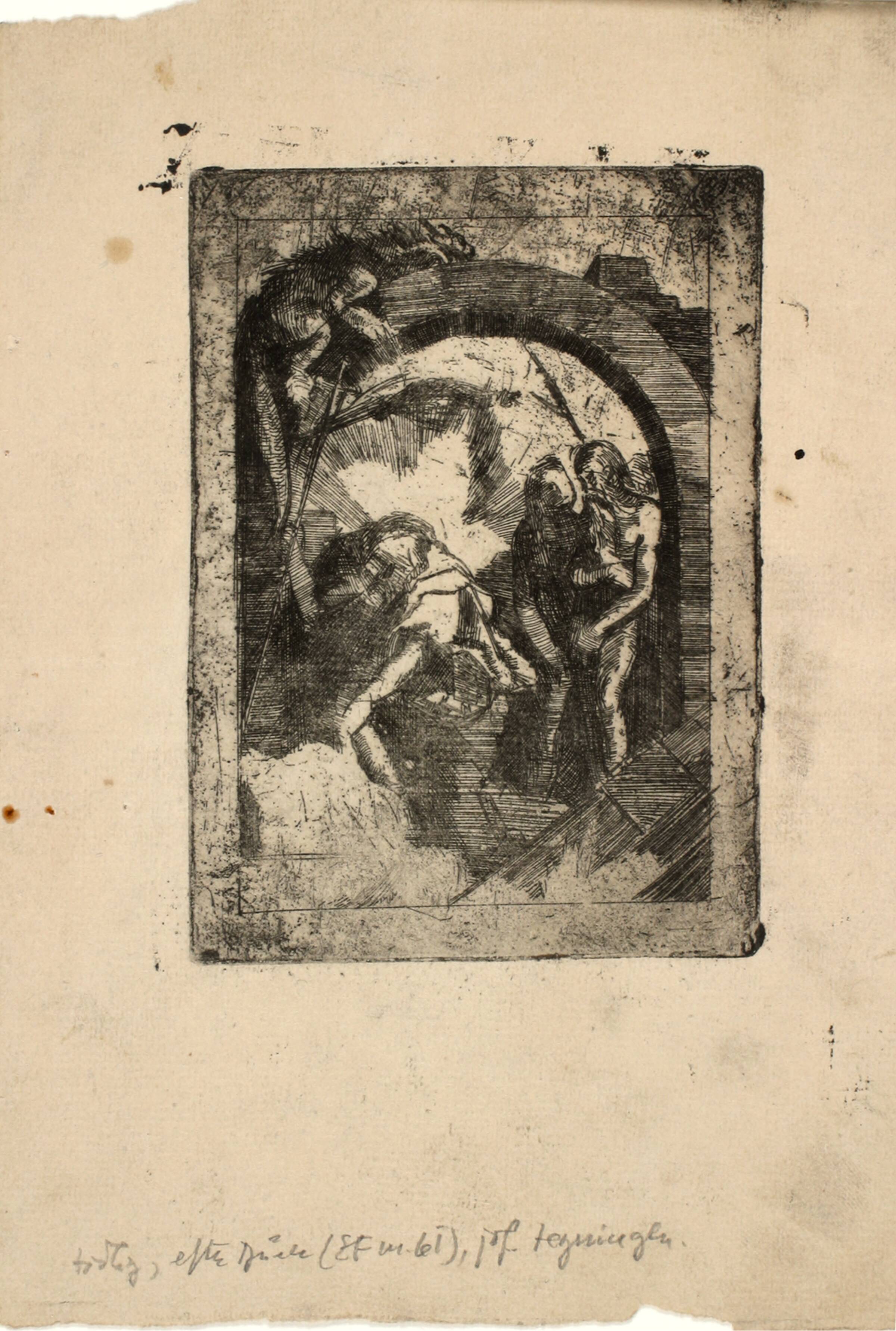 Kopi efter kobberstik af Dürer: Kristus i dødsriget (Den kobberstukne passionsserie), Helge Bertram, 1919-1960