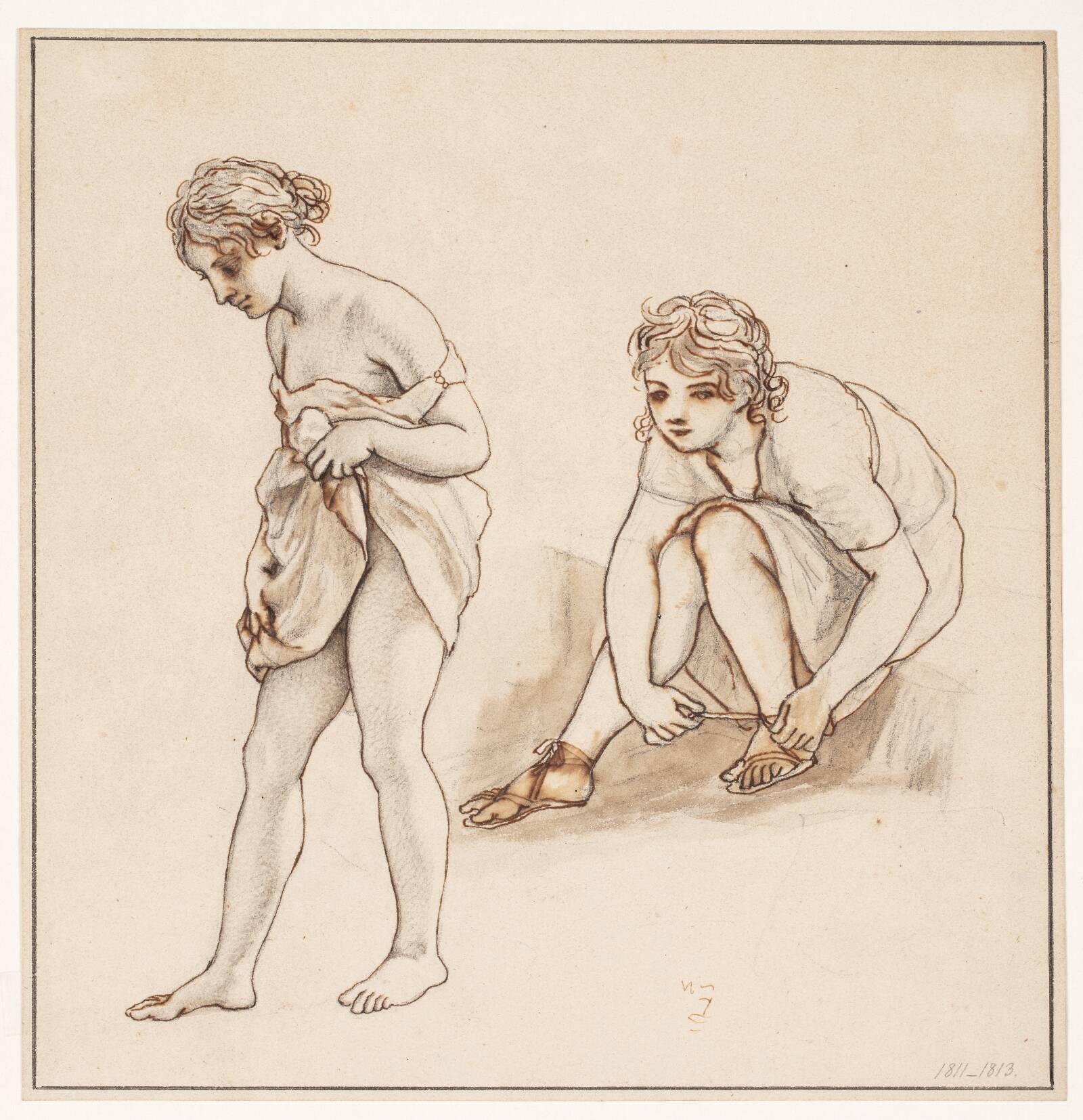 To studier af en halvnøgen kvinde, C.W. Eckersberg, 1811-1813