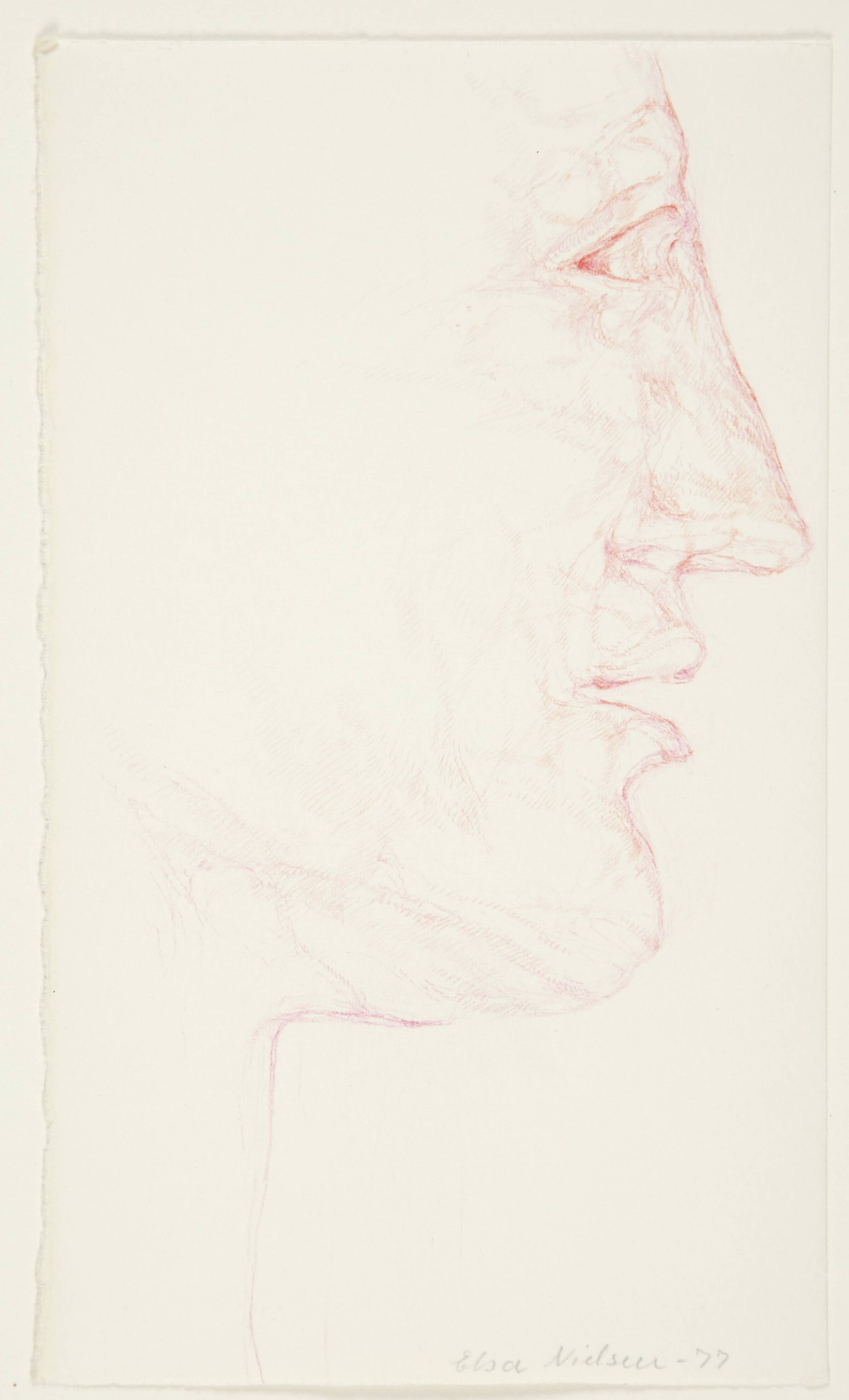 Detalje af antikt hoved; profil mod højre., Elsa Nielsen, 1977