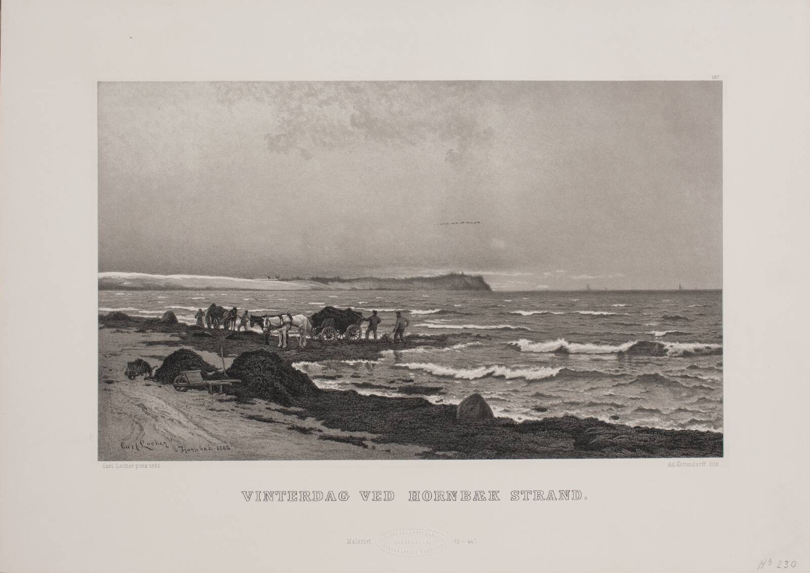 Vinterdag ved Hornbæk strand, Adolph Kittendorff, 1880-1889