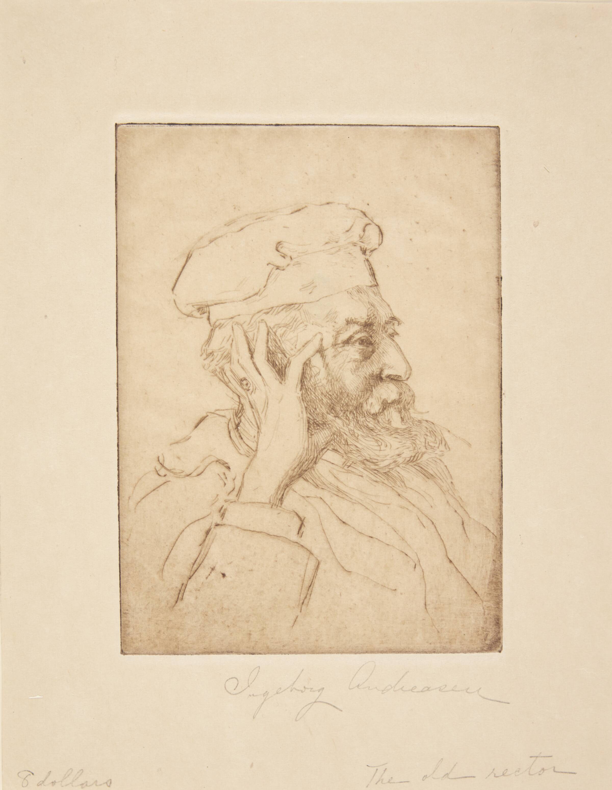 "The old rector" (portræt af Sigurd Müller), Ingeborg Andréasen-Lindborg, 1893-1931