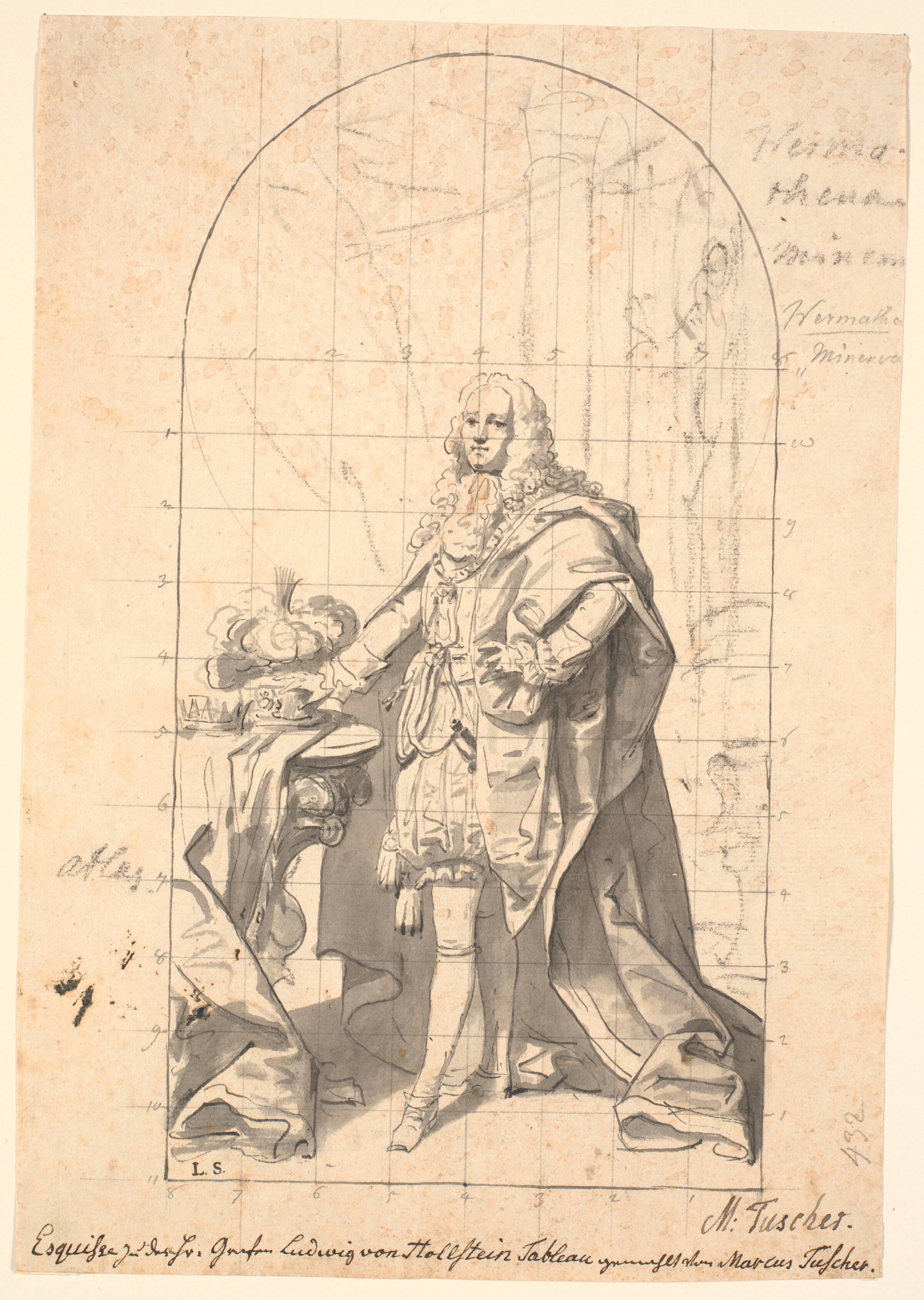 Lensgreve, gehejmeråd J.L. Holstein, Marcus Tuscher, 1750