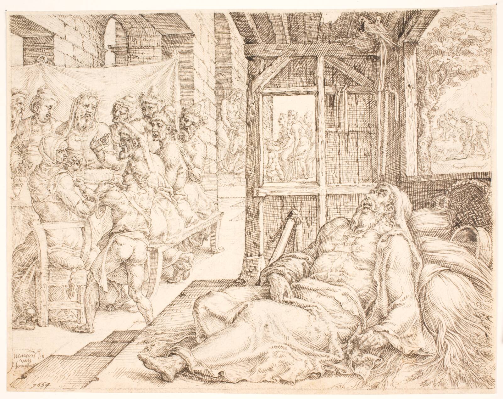 Tobits blindhed, Maarten van Heemskerck, 1554
