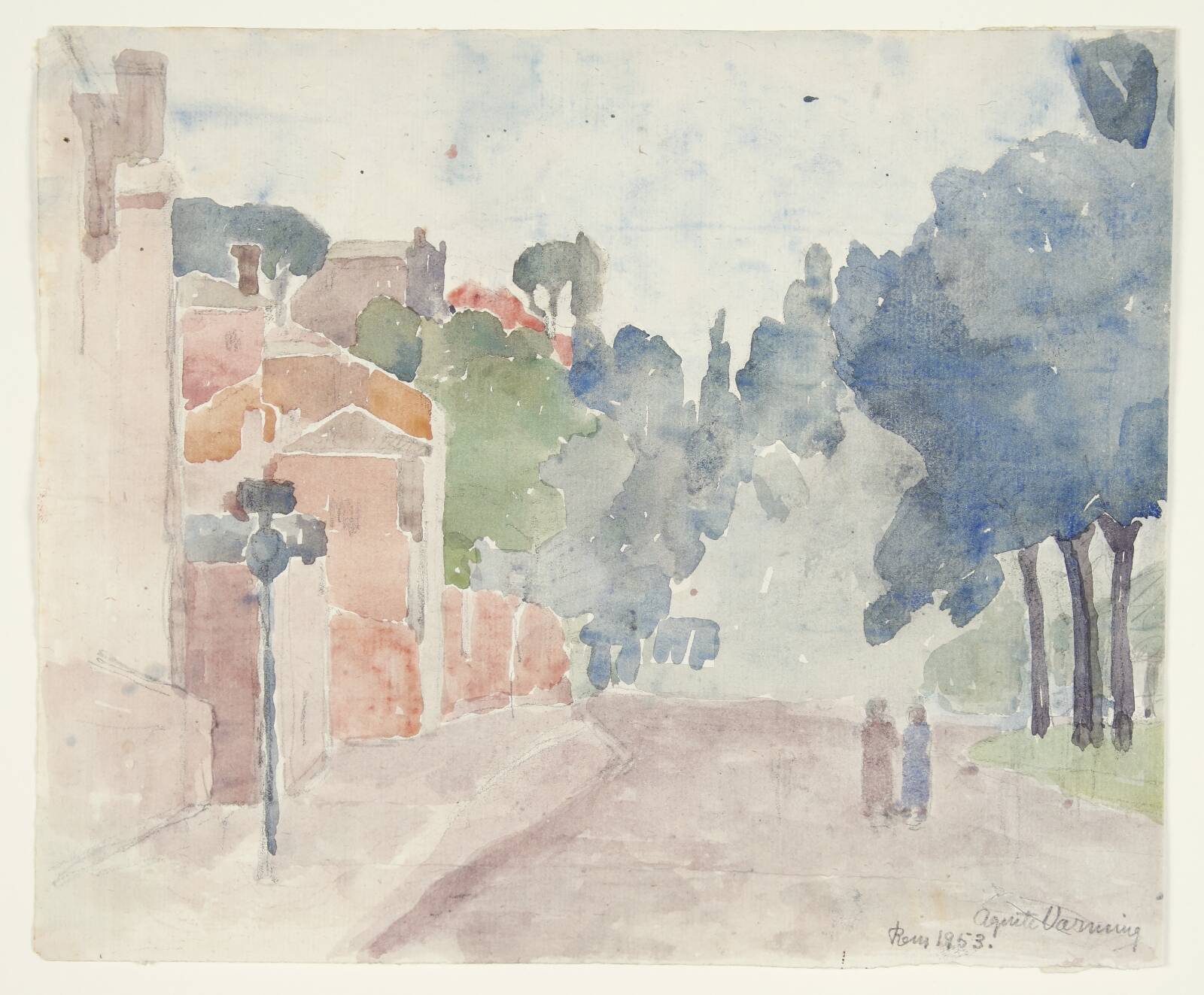 Romersk gadeparti, Rom, Agnete Varming, 1953