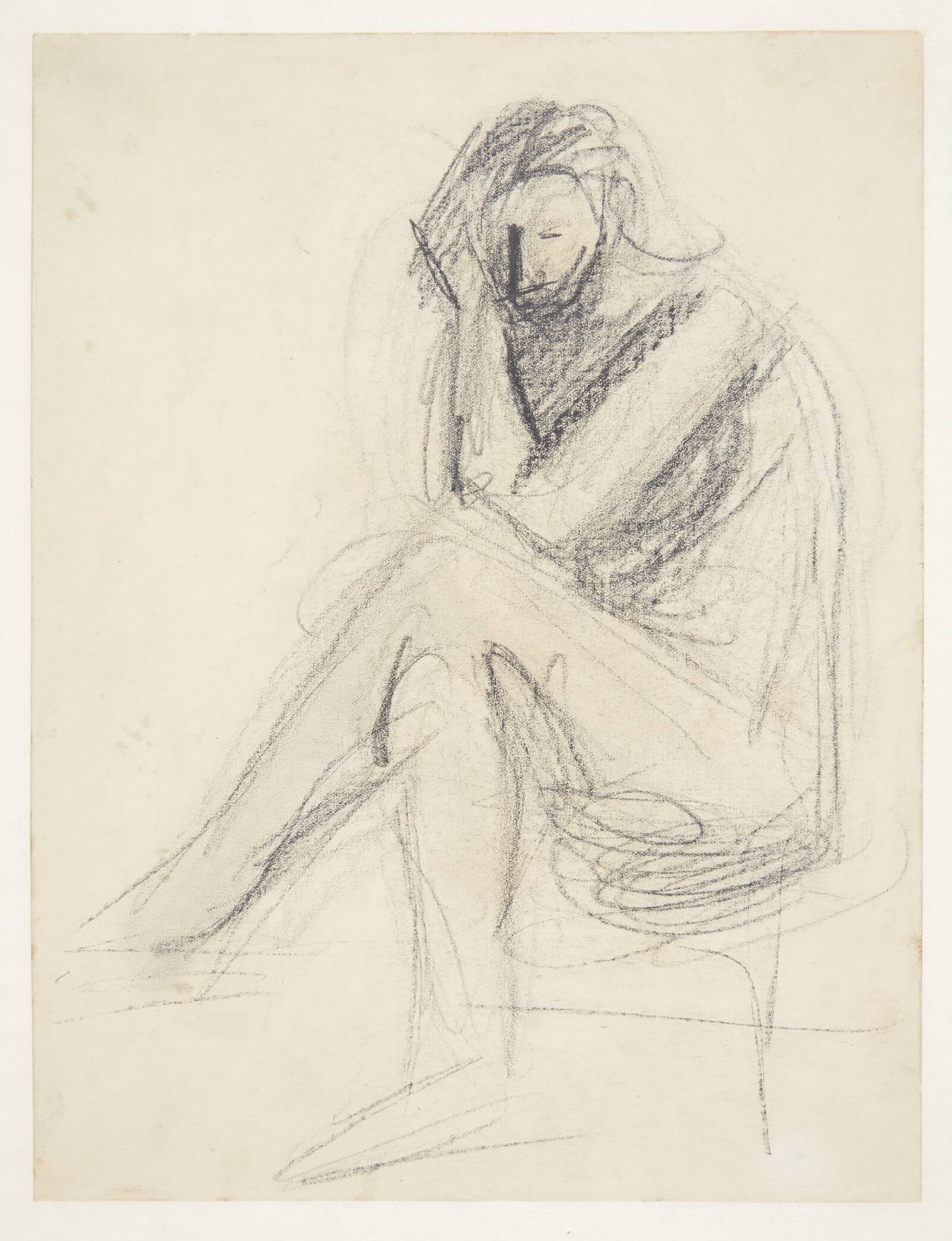 Siddende, kvindelig model, Ebba Carstensen, 1900-1967