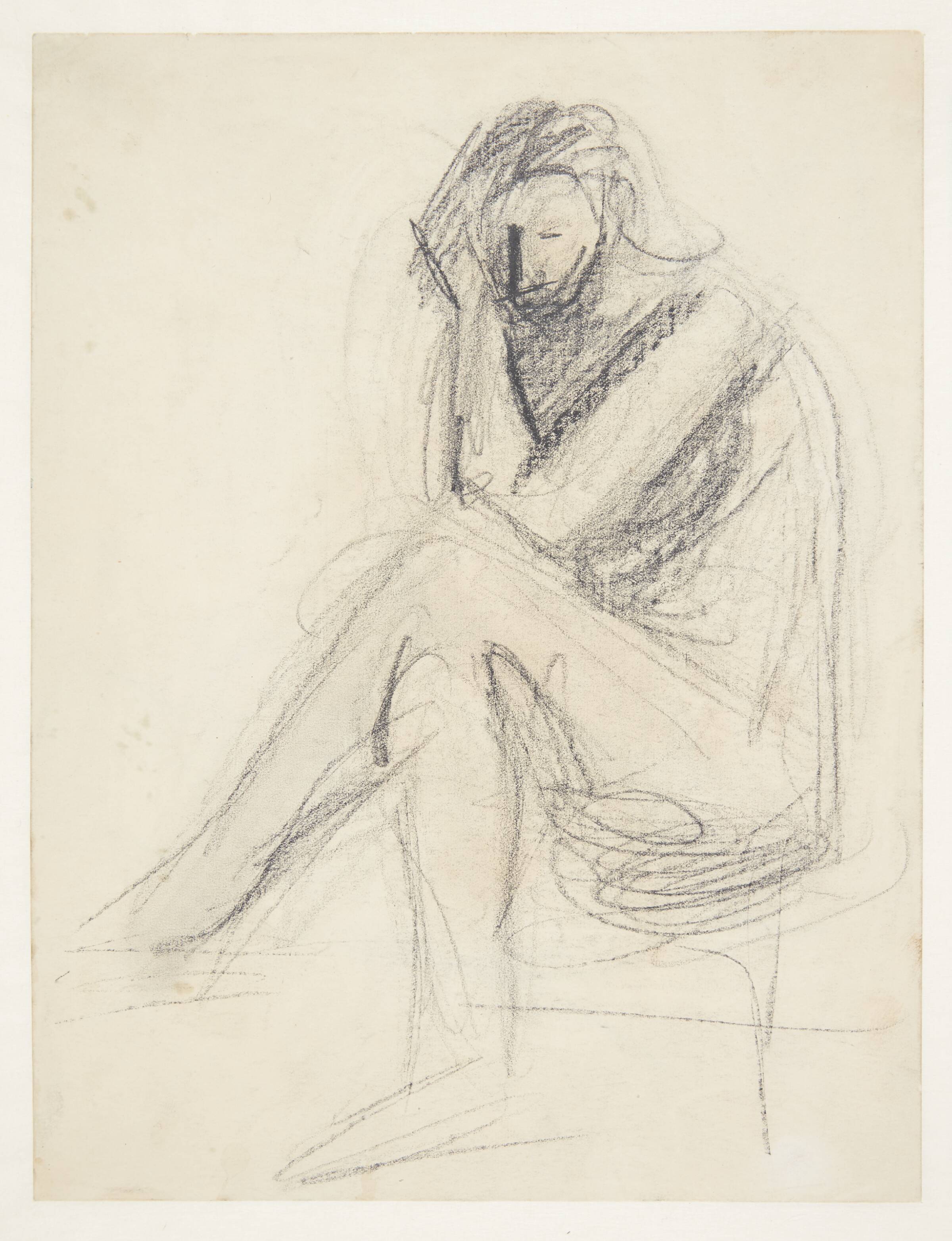 Siddende, kvindelig model, Ebba Carstensen, 1900-1967