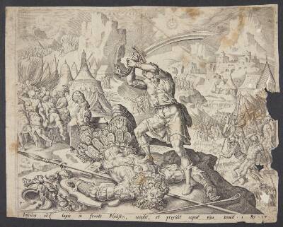 Abner præsenterer David med Goliats hoved for Saul