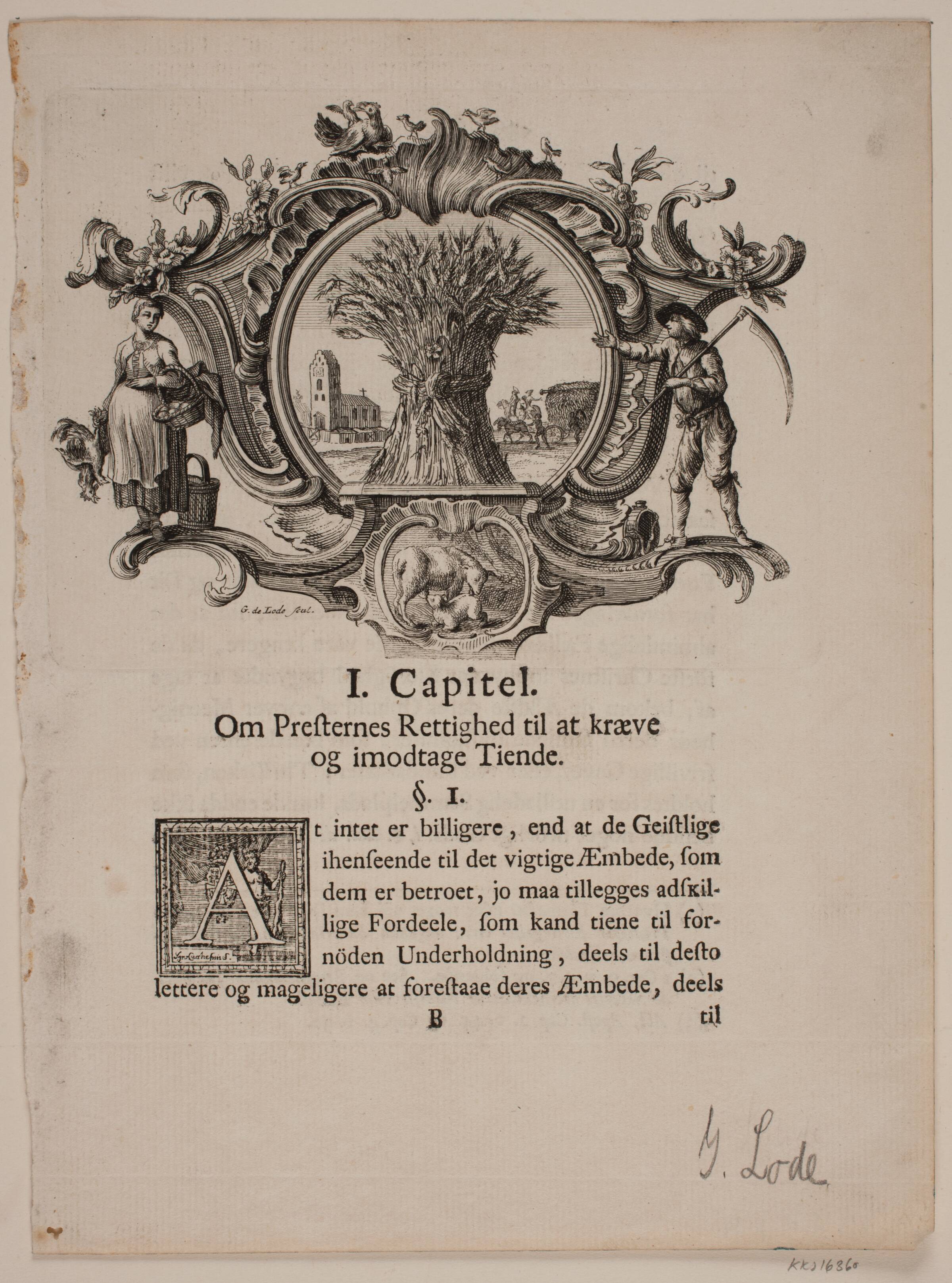 Titelblad til J. Ulfeld, "Korte Udtog af den Danske Historie", Gustav de Lode, 1752