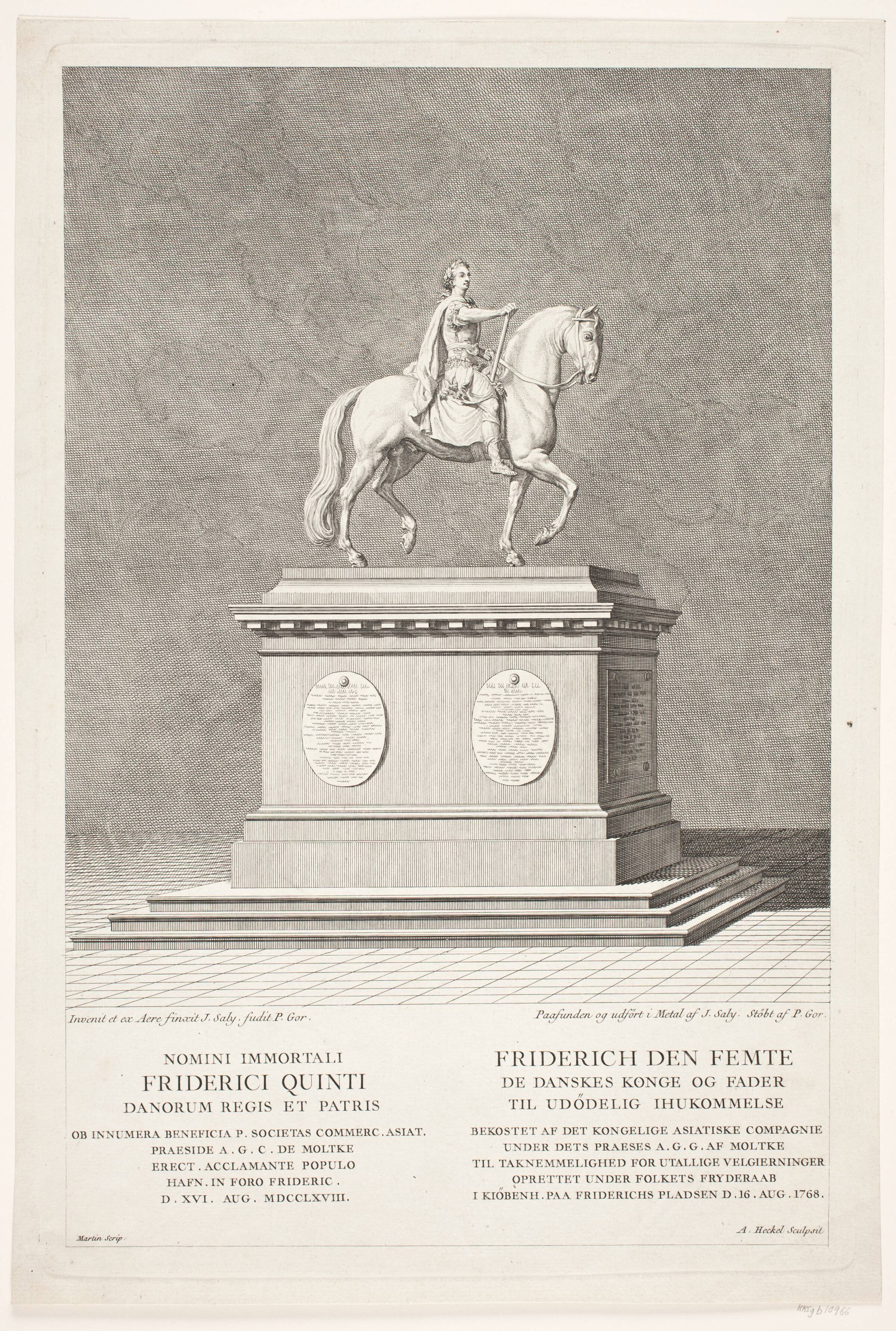 Rytterstatuen af Frederik V på Amalienborg Slotsplads, Andreas Heckel, 1774