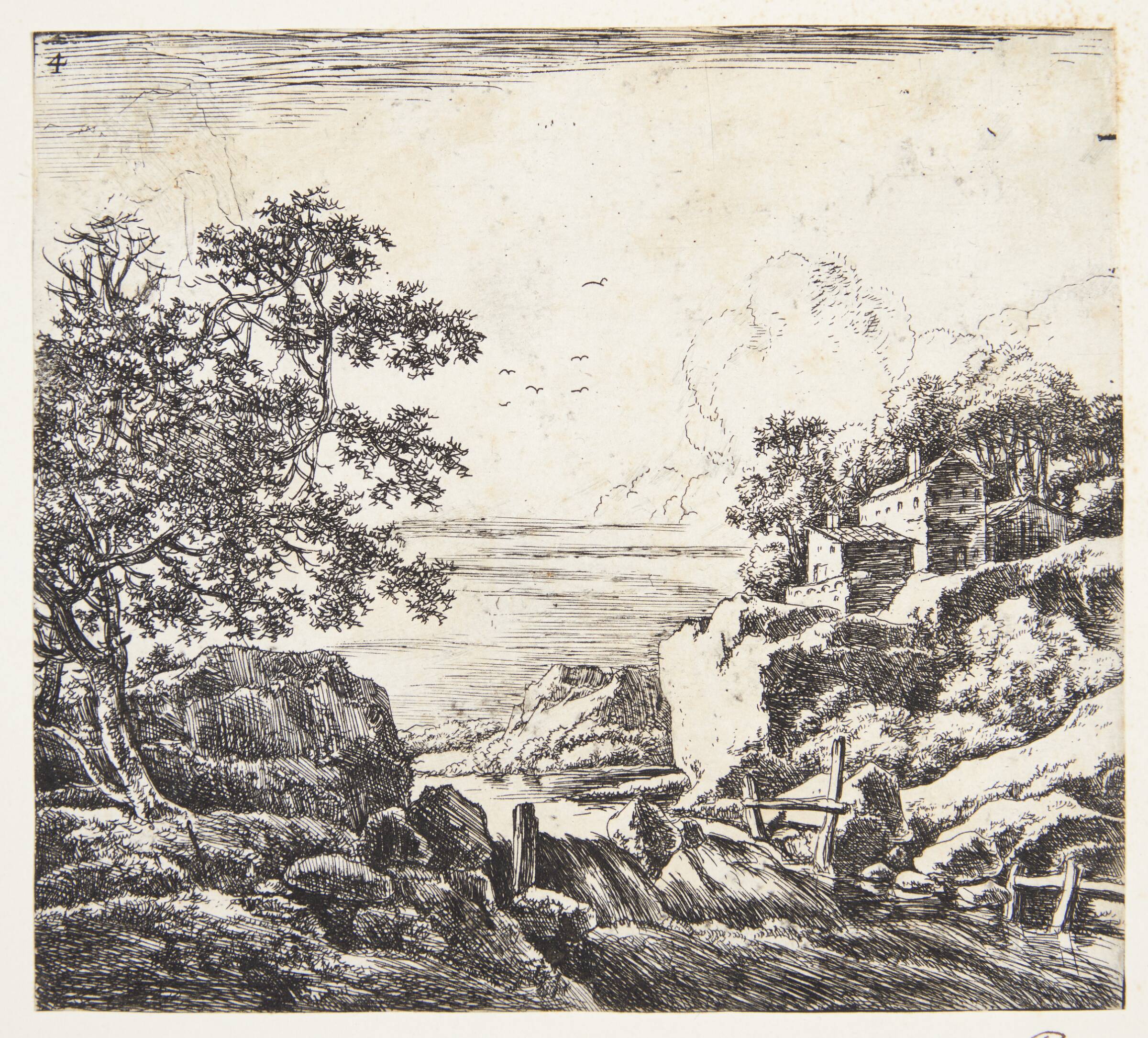 Landskab med lille vandfald, Herman Naiwincx, 1623-1670