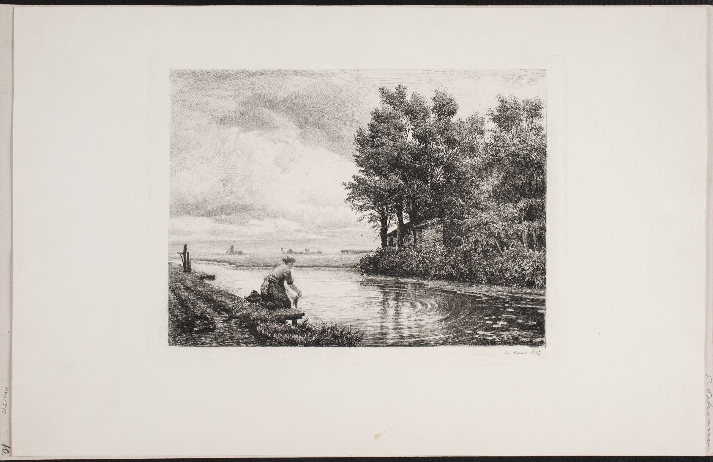 Hollandsk landskab med vandløb, Edvard Petersen, 1888