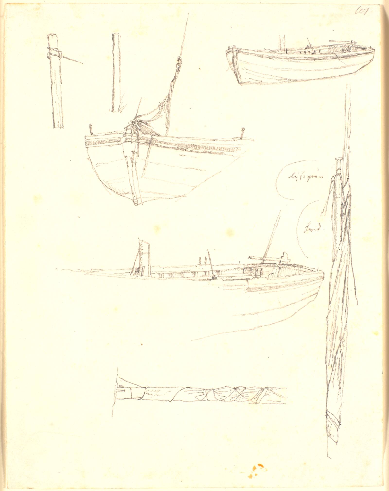 Studier af en båd, Christen Købke, 1836-1839