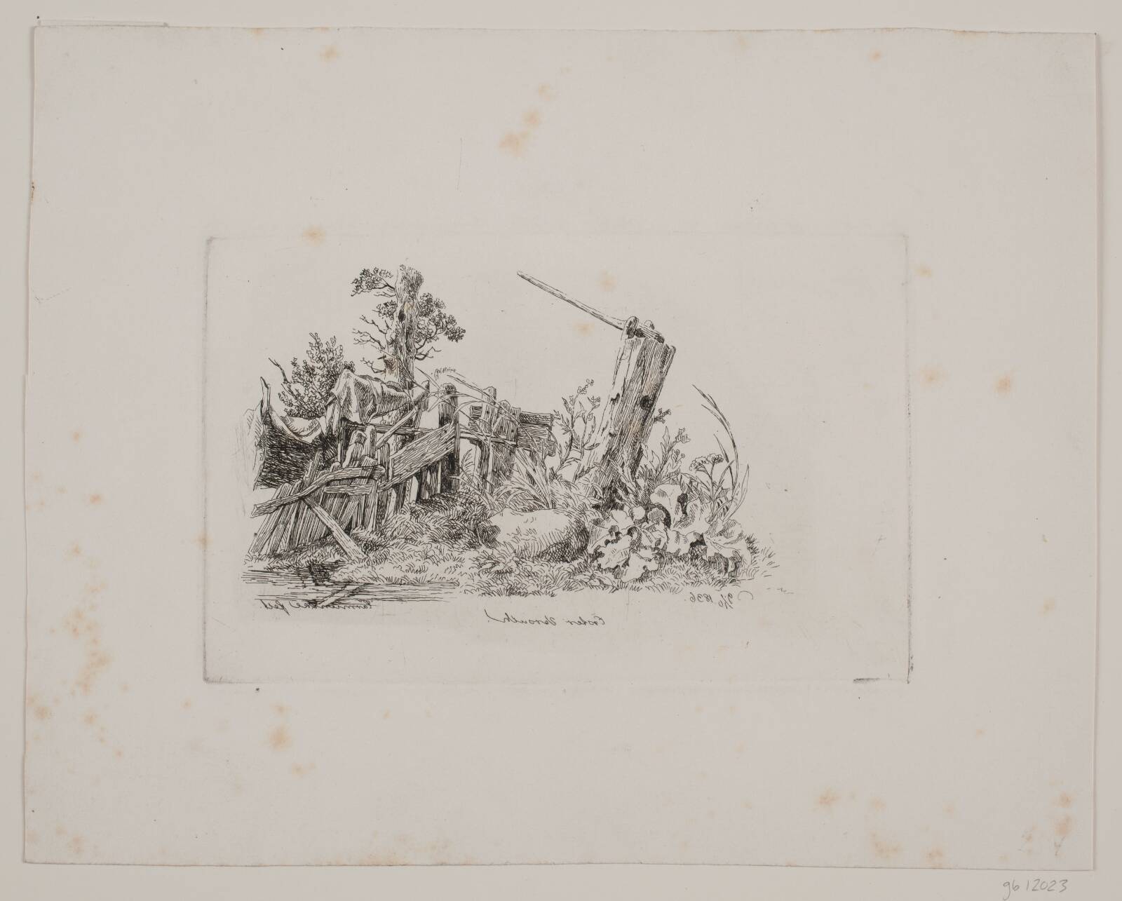 Posten ved træhegnet, Hermann Carmiencke, 1836