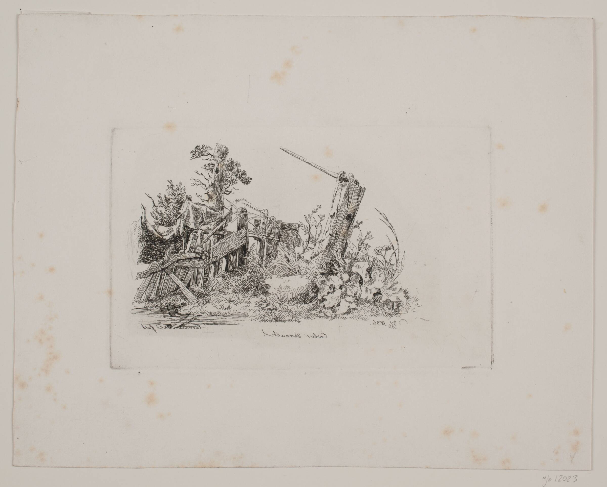 Posten ved træhegnet, Hermann Carmiencke, 1836