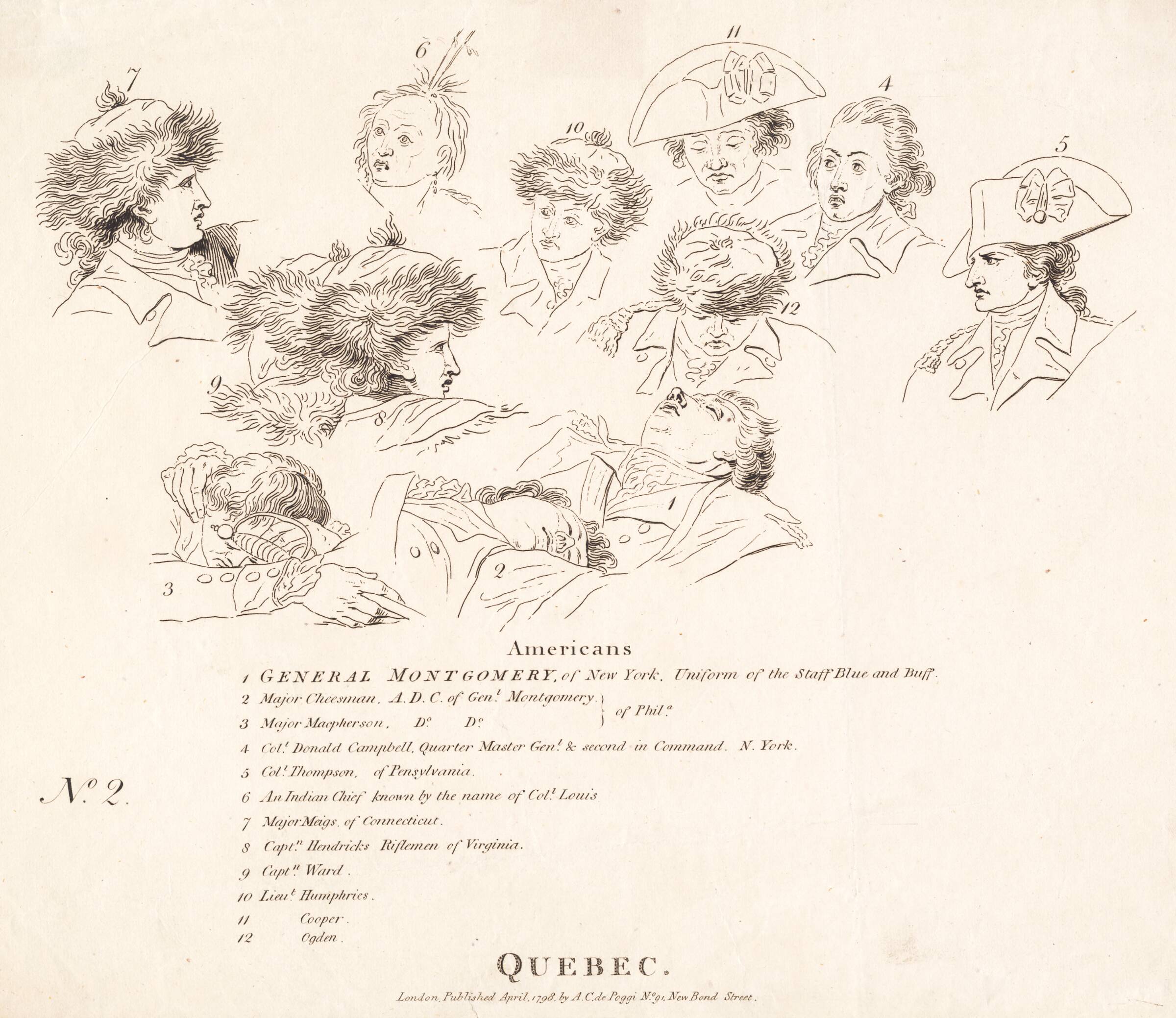 Forklaringsblad til "General Montgomery's Død", J.F. Clemens, 1748-1831