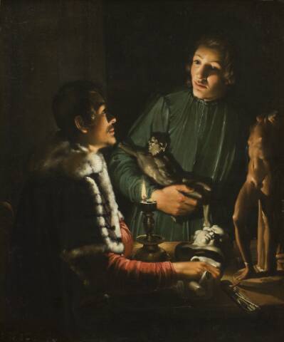 To billedhuggere ved nattetid. Francois Duquesnoy og Georg Petel