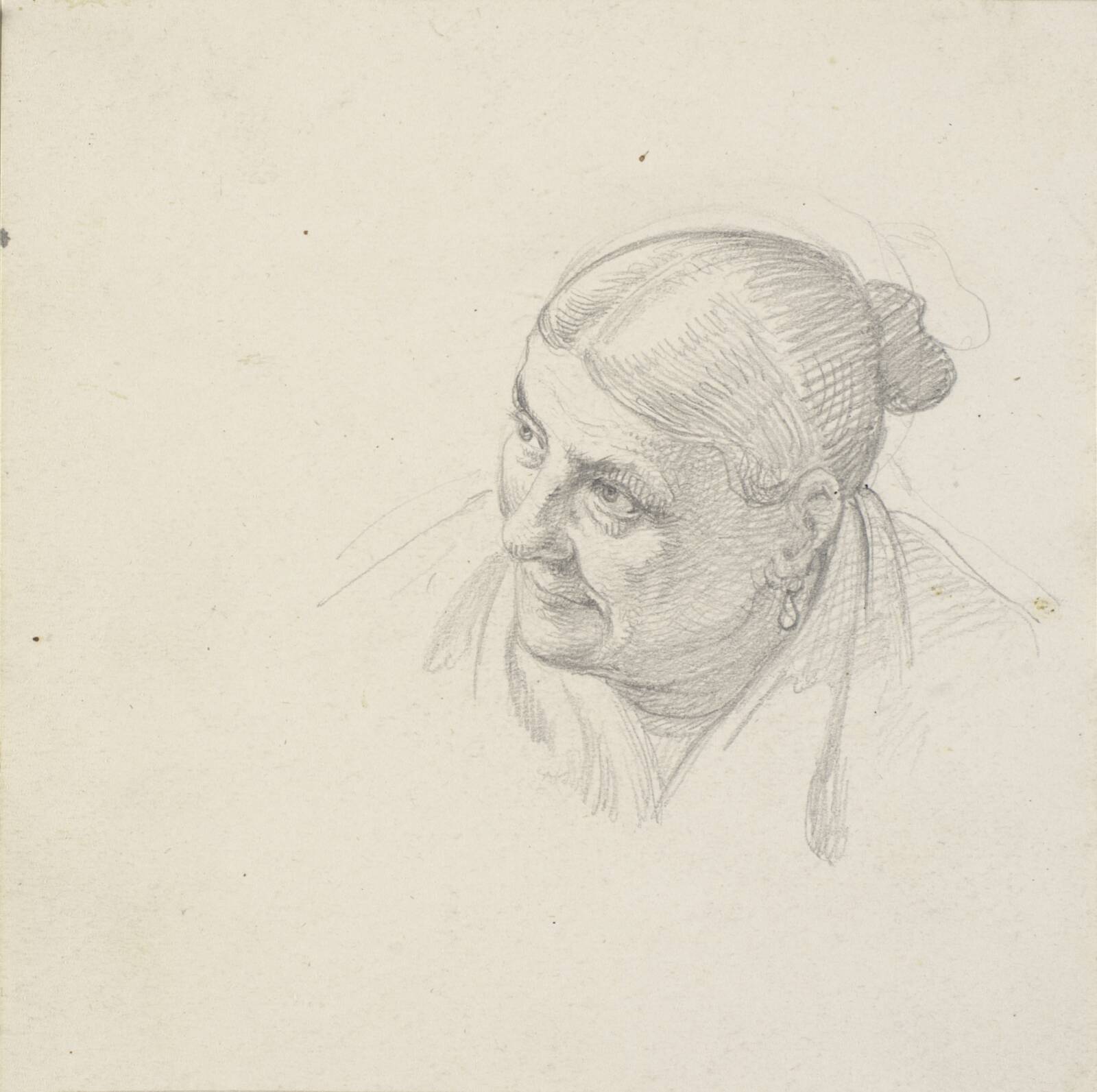 Hoved. Gammel kone, Wilhelm Marstrand, 1810-1873