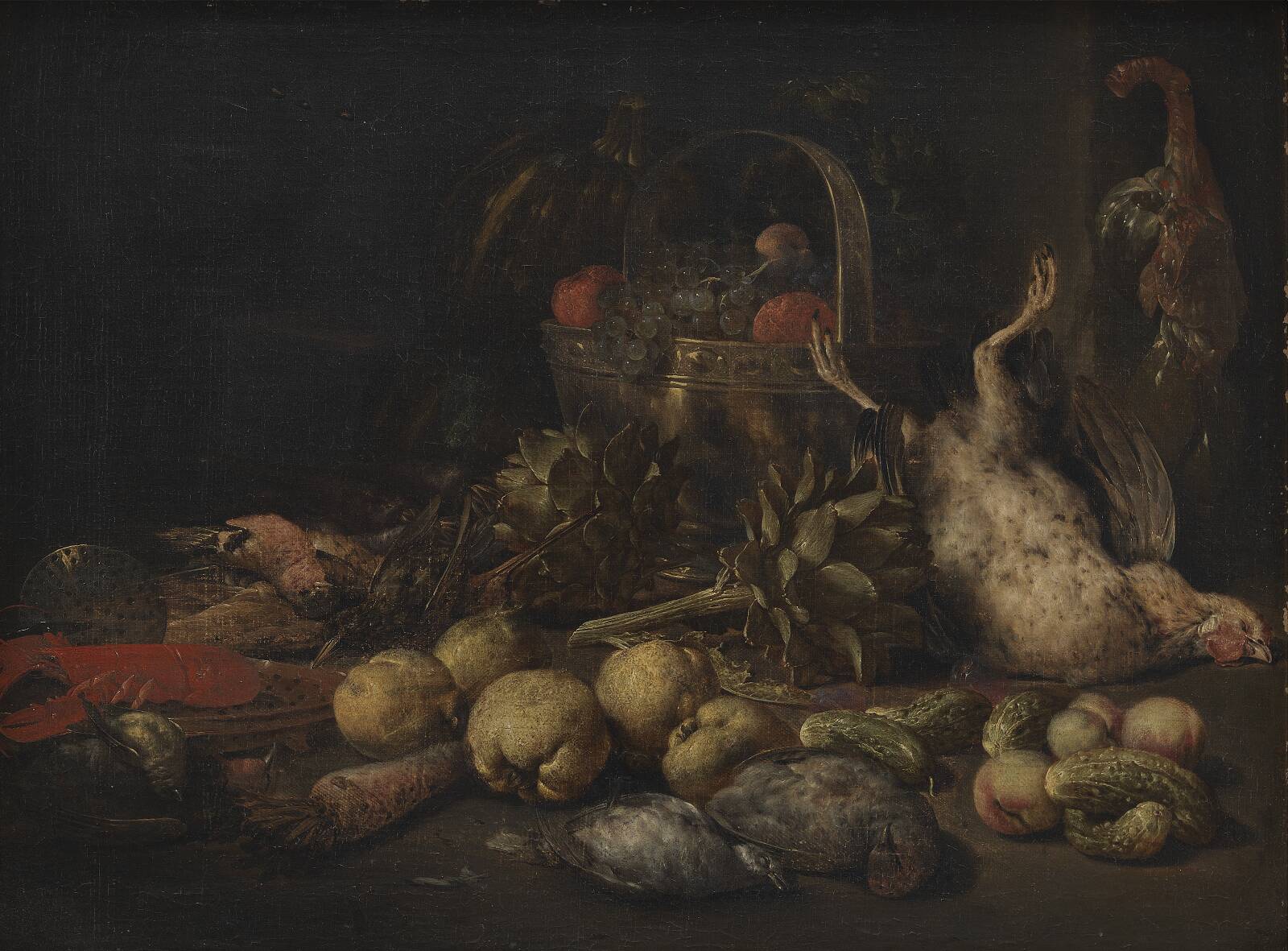 Still Life with Fruit and Birds, by Peeter Gijsels, 1636-1691