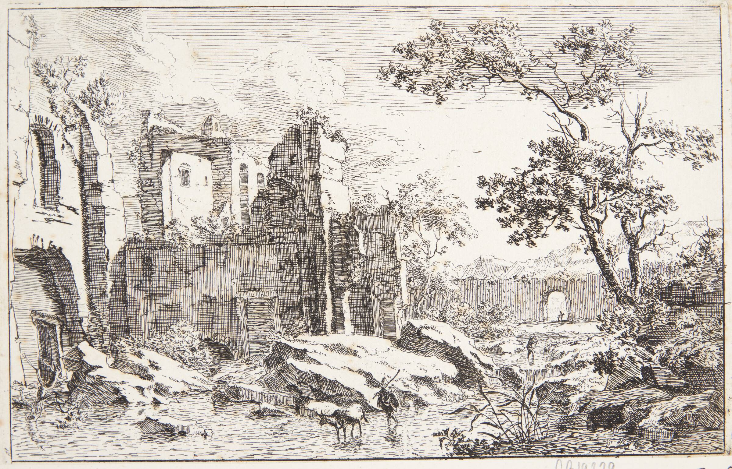 En mand og en okse i en flodseng, Jan Smees, 1670-1728