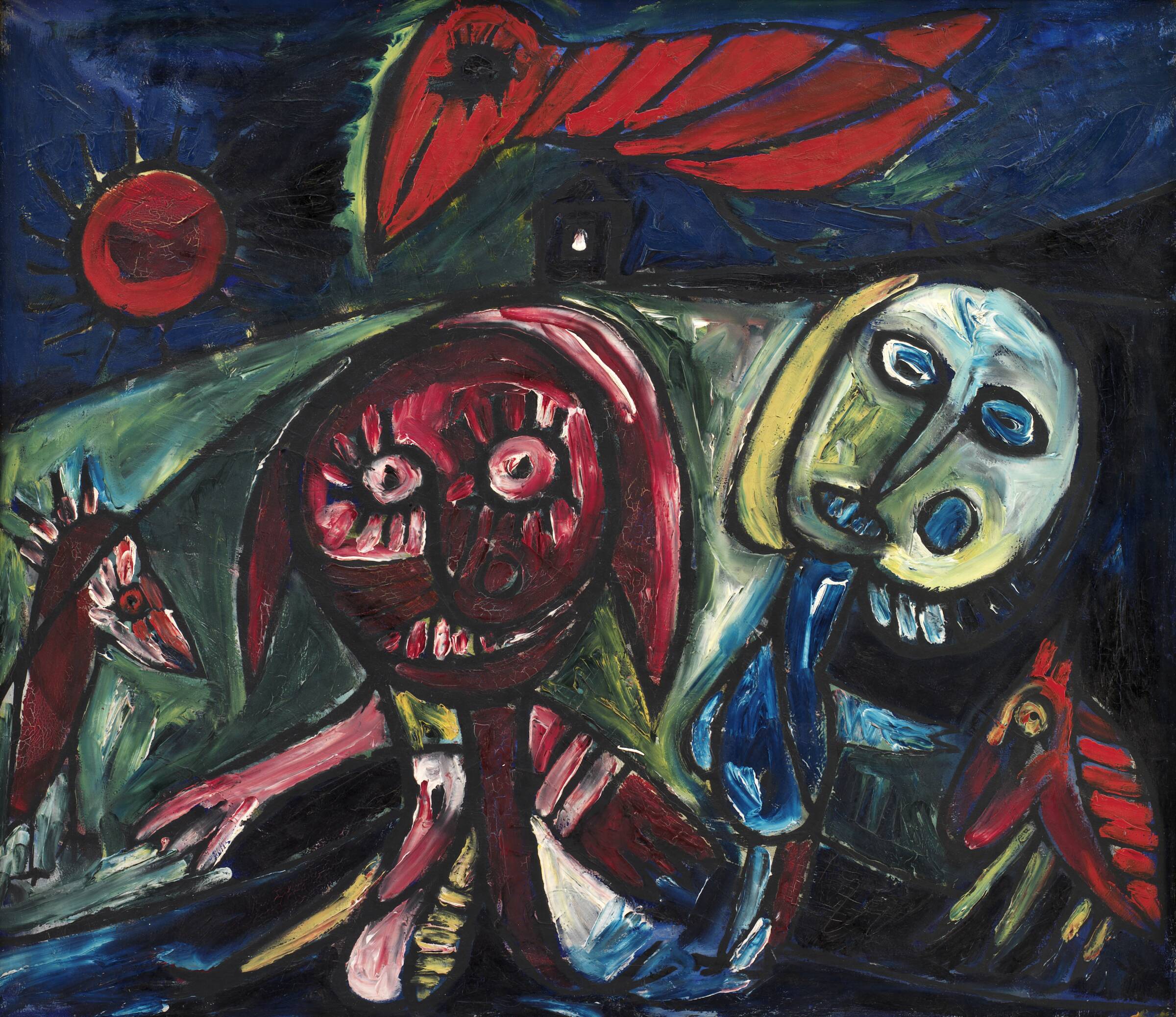 Mennesker og dyr i landskab, Carl-Henning Pedersen, 1940-1944