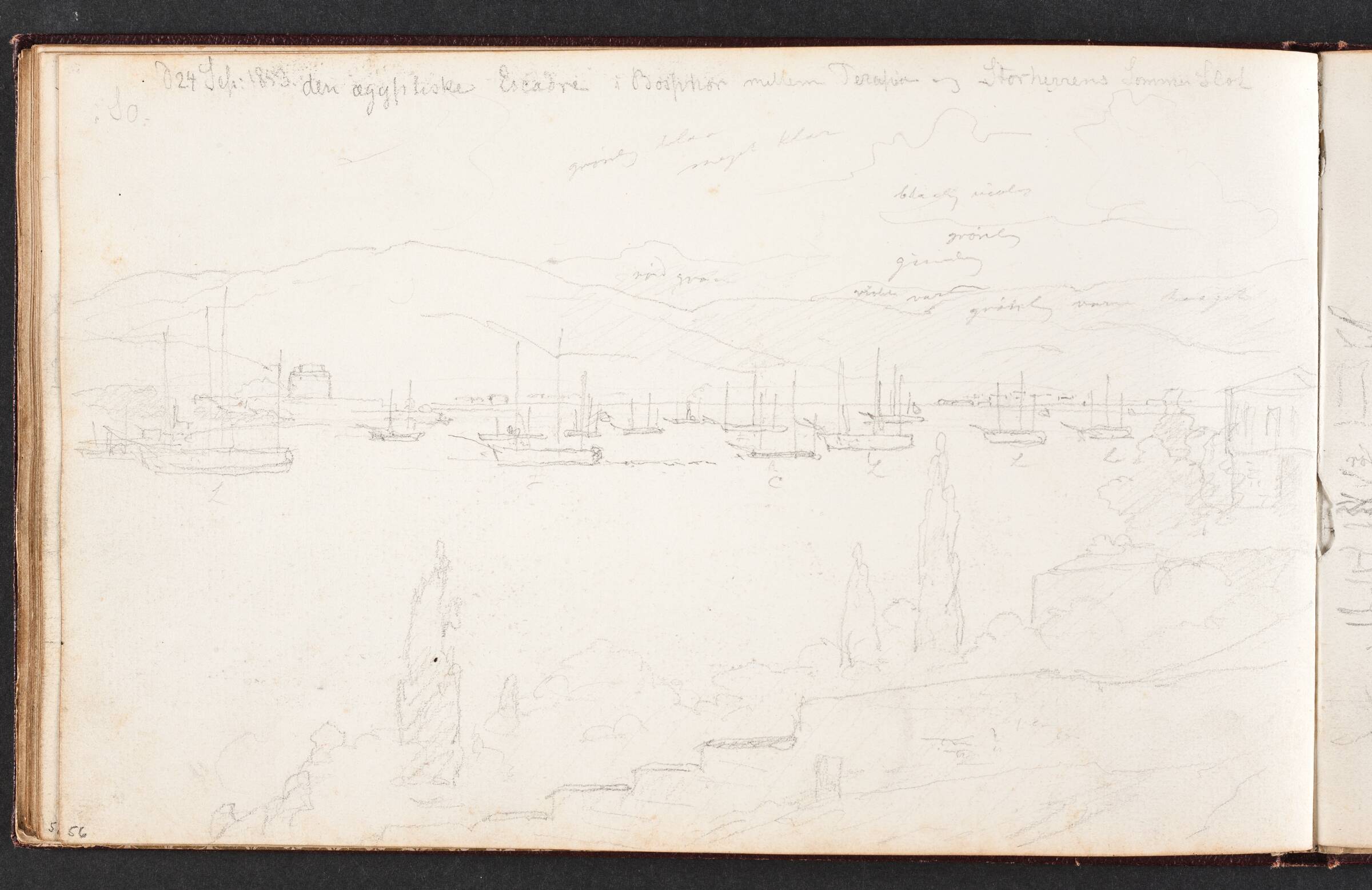 "den ægyptiske Escadre i Bosphor", Anton Melbye, 1853