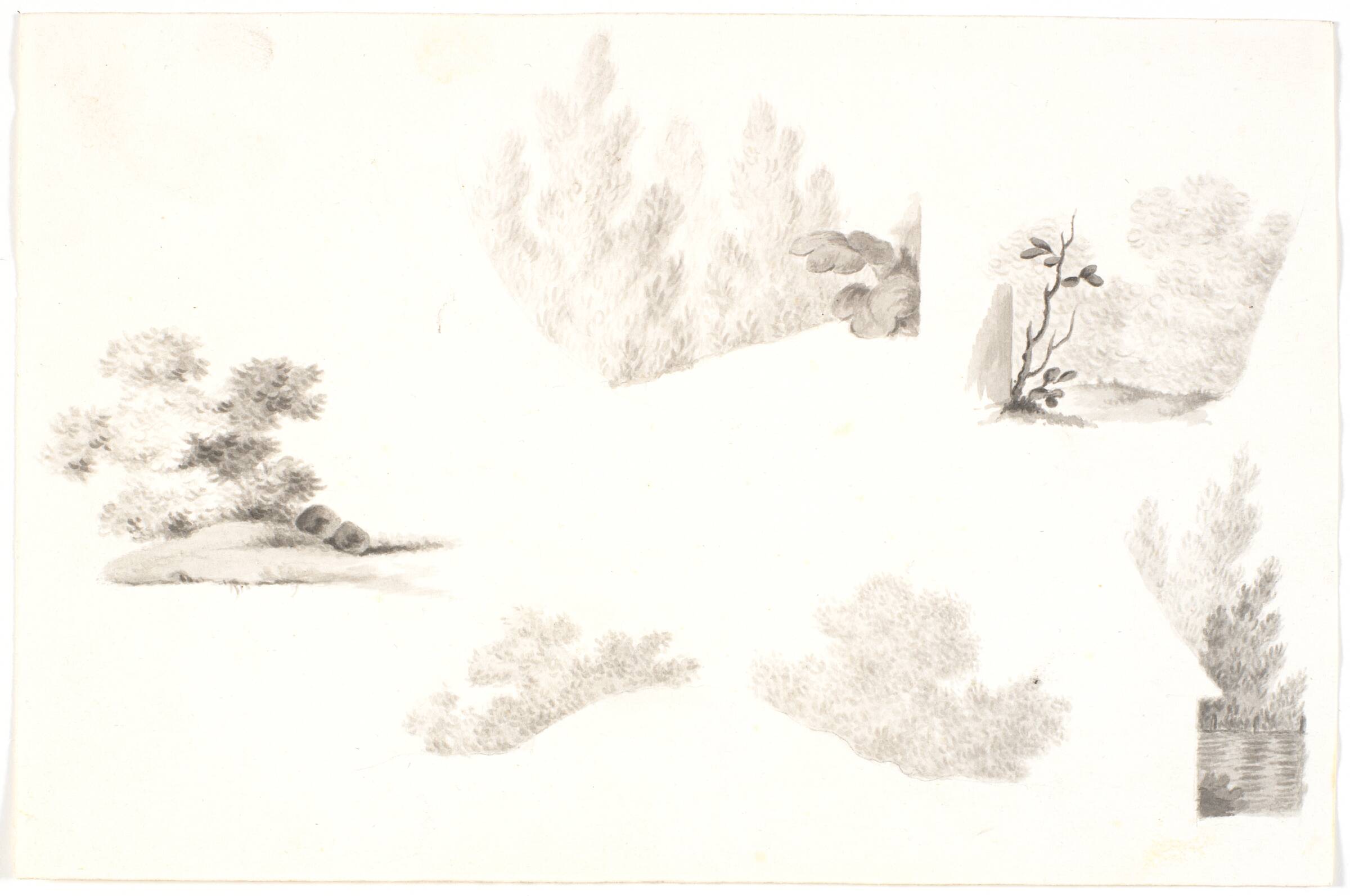 Forskellige småstudier af løvværk, Martinus Rørbye, 1720-1820
