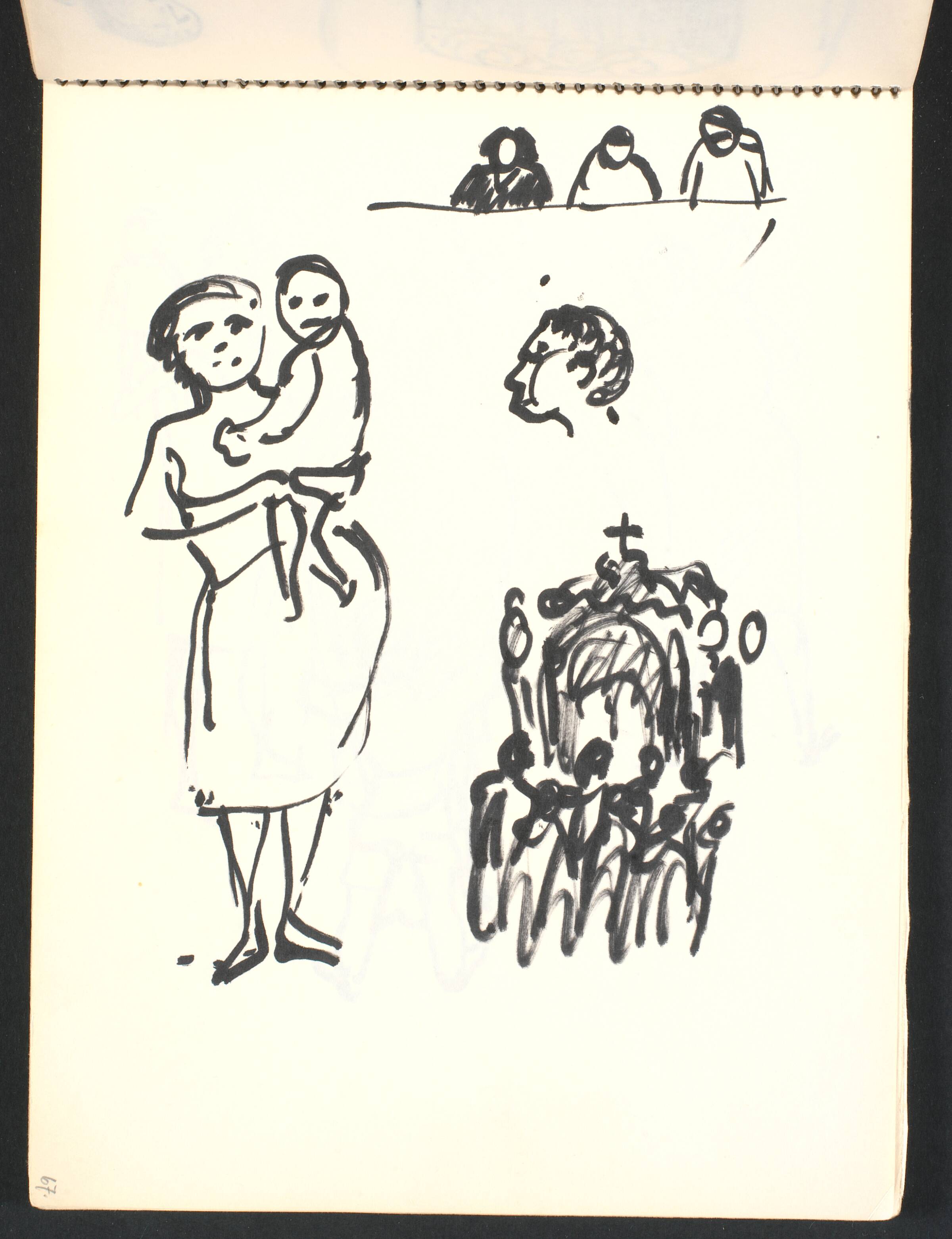 Skitser, kirkelig procession, Gottfred Eickhoff, 1952