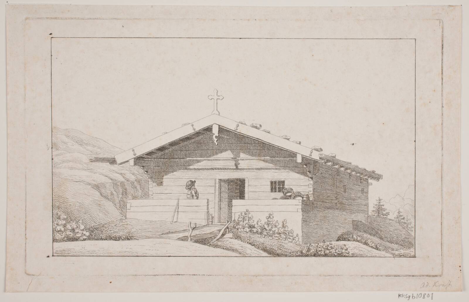 Et bondehus i Tyrol, August Krafft, 1822