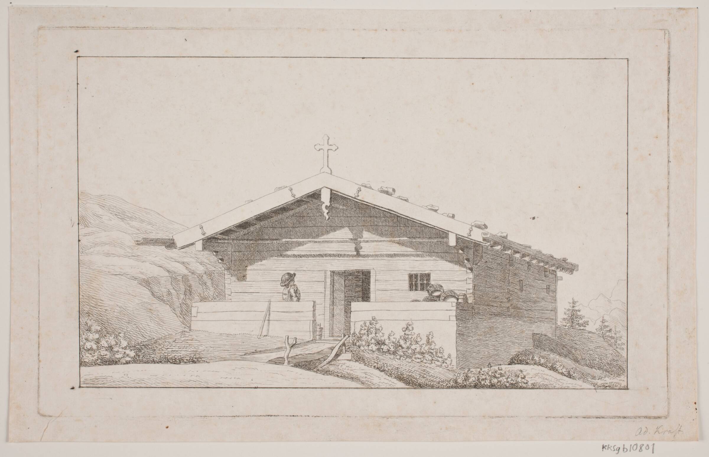 Et bondehus i Tyrol, August Krafft, 1822