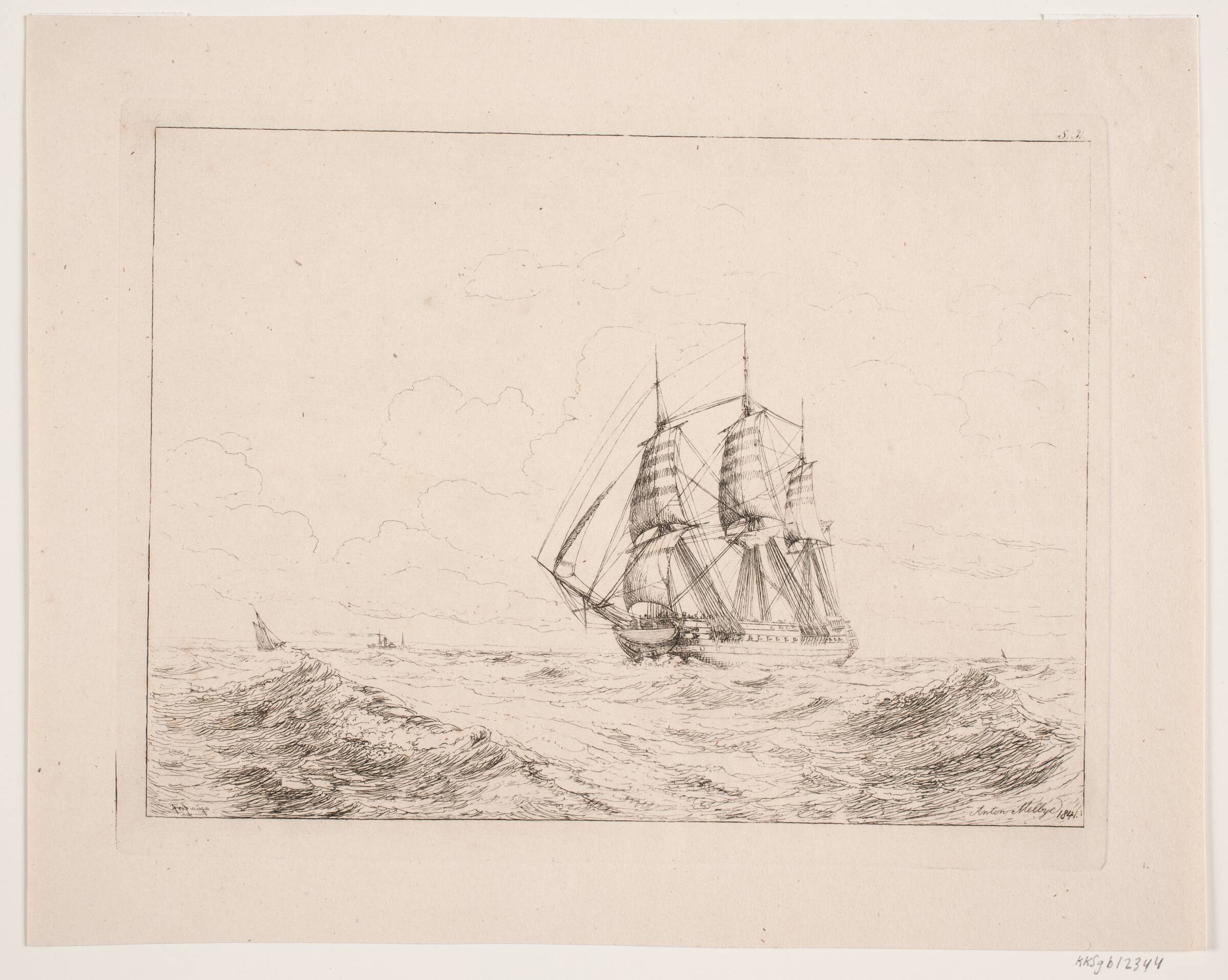 Et linjeskib, Anton Melbye, 1841