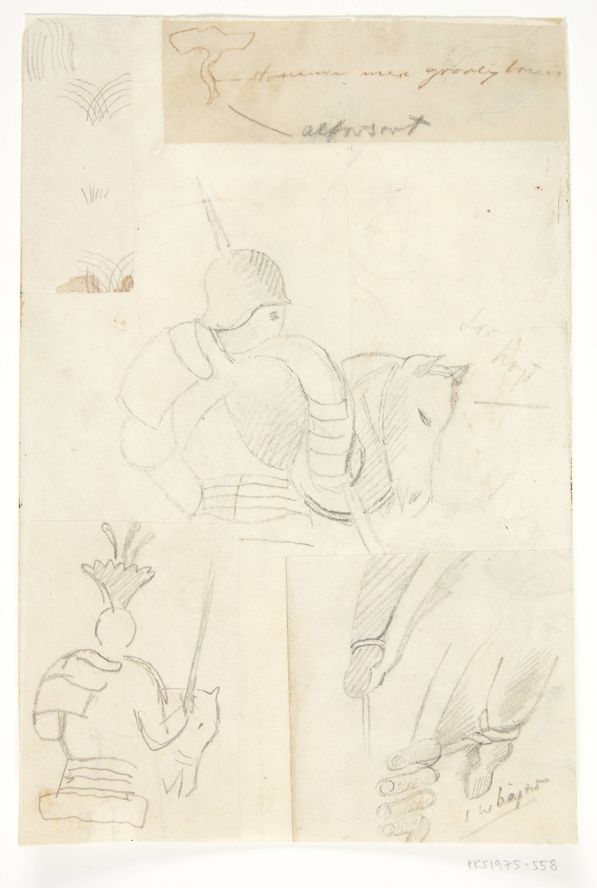 Rytterstudier med mere. Kompositionsskitse til P. Uccellos "La Battaglia", William Scharff, 1901-1959