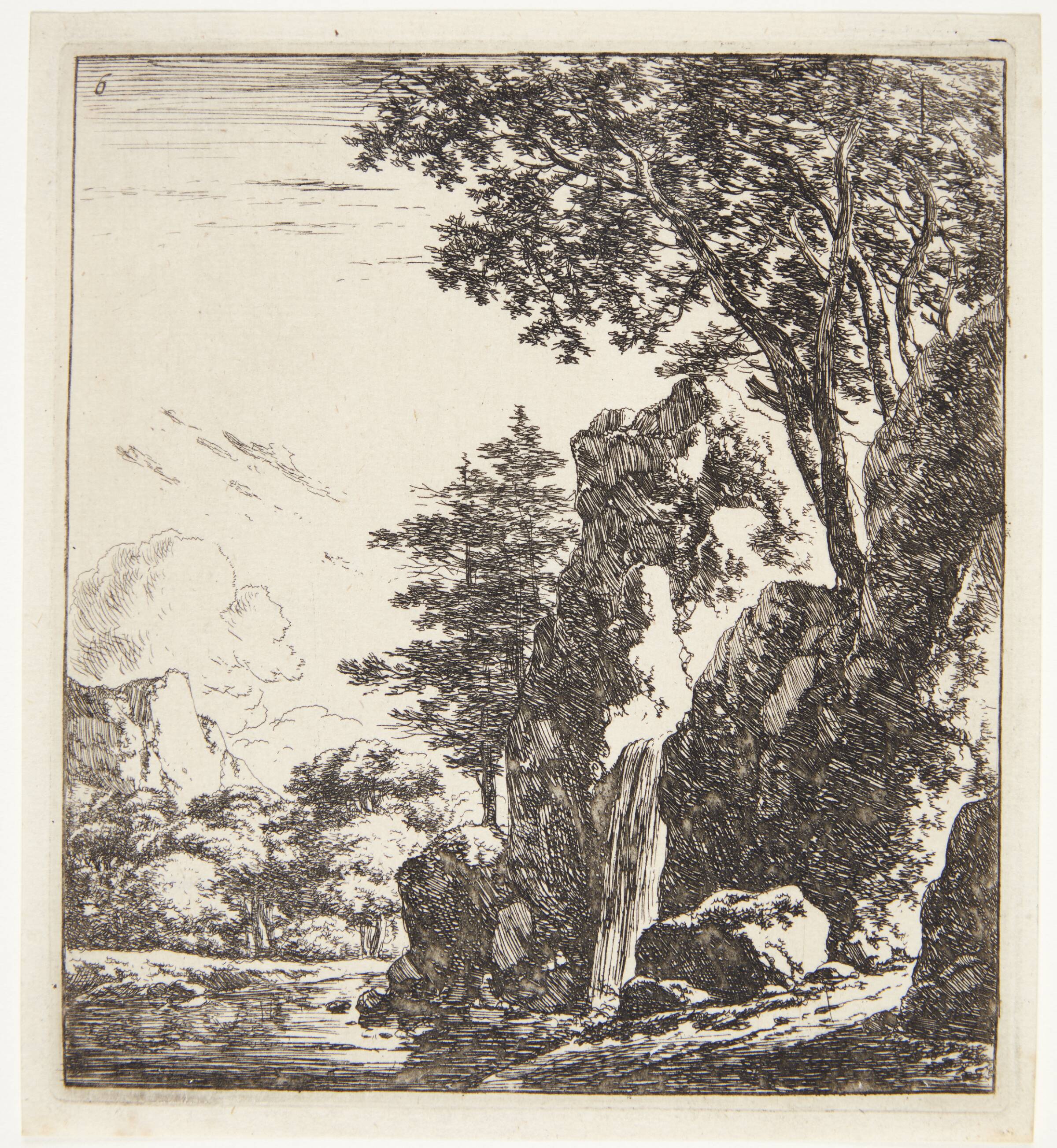 Bæk mellem to klipper, Herman Naiwincx, 1623-1670