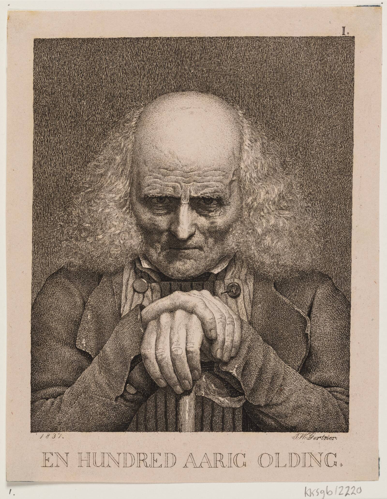En hundredårig olding, J.V. Gertner, 1837