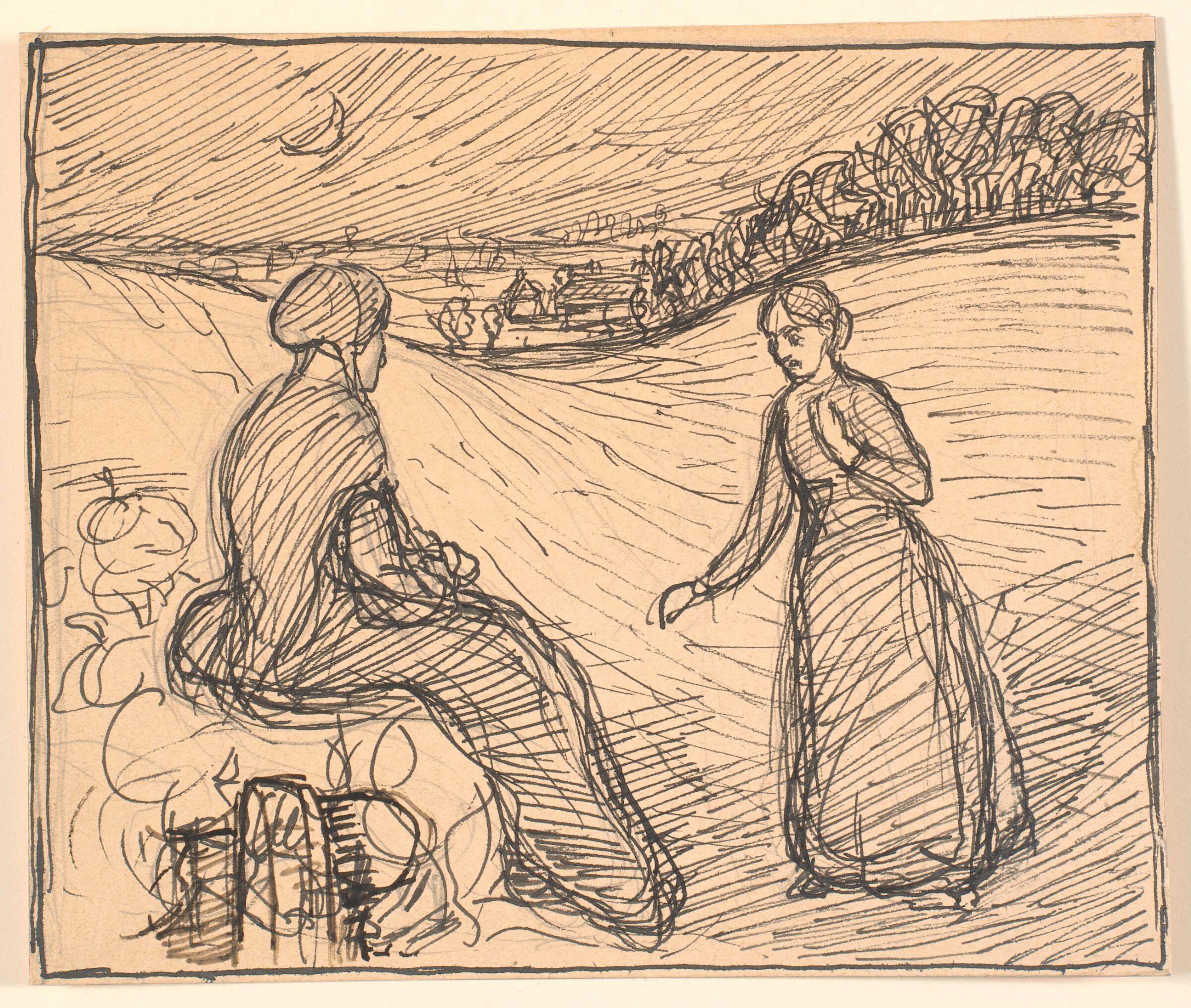 Der ude i Sneen sad en Kone i lange sorte Klæder..., Fritz Syberg, 1901