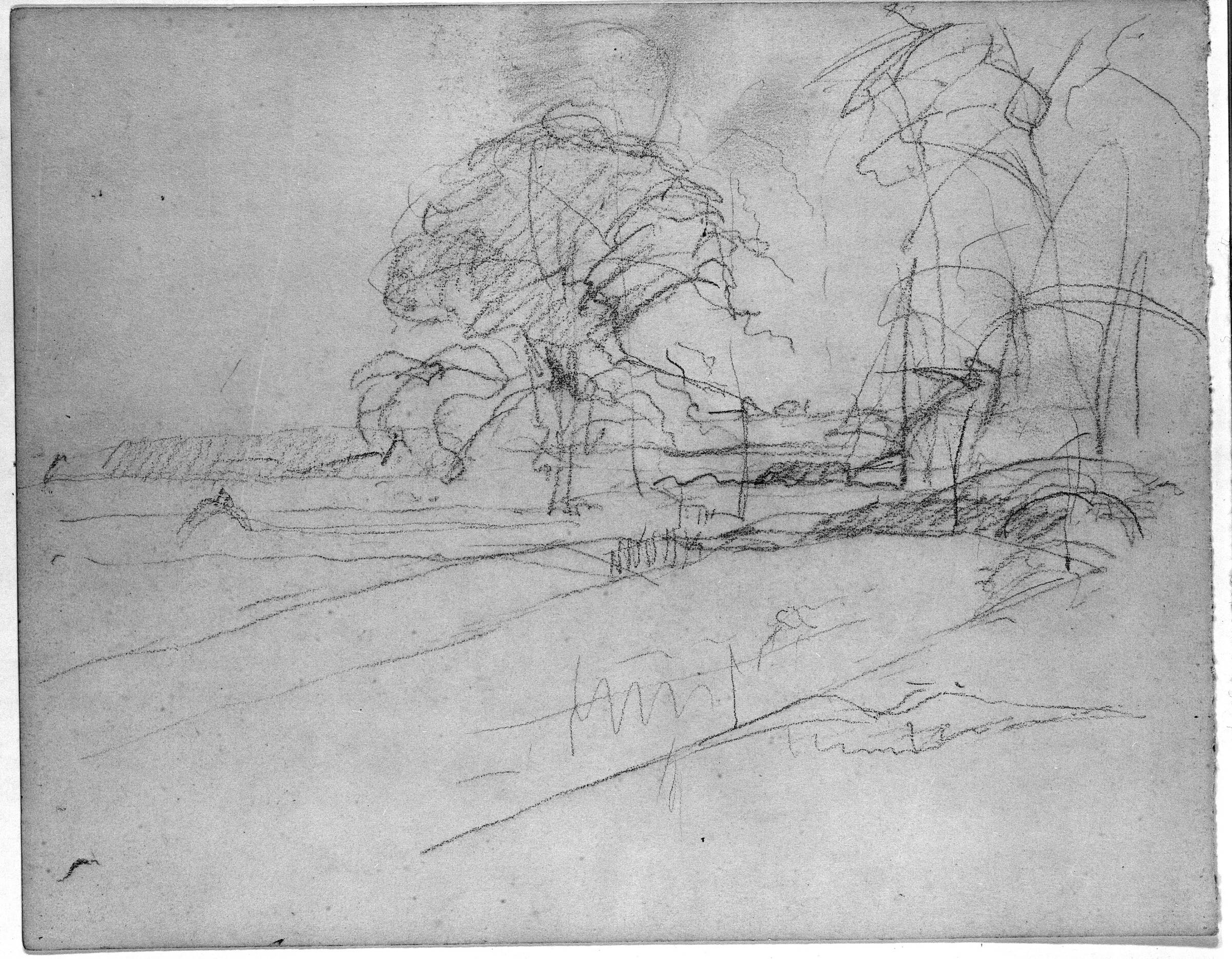 Egetræer på marken. Dyrnæs, Poul S. Christiansen, 1914