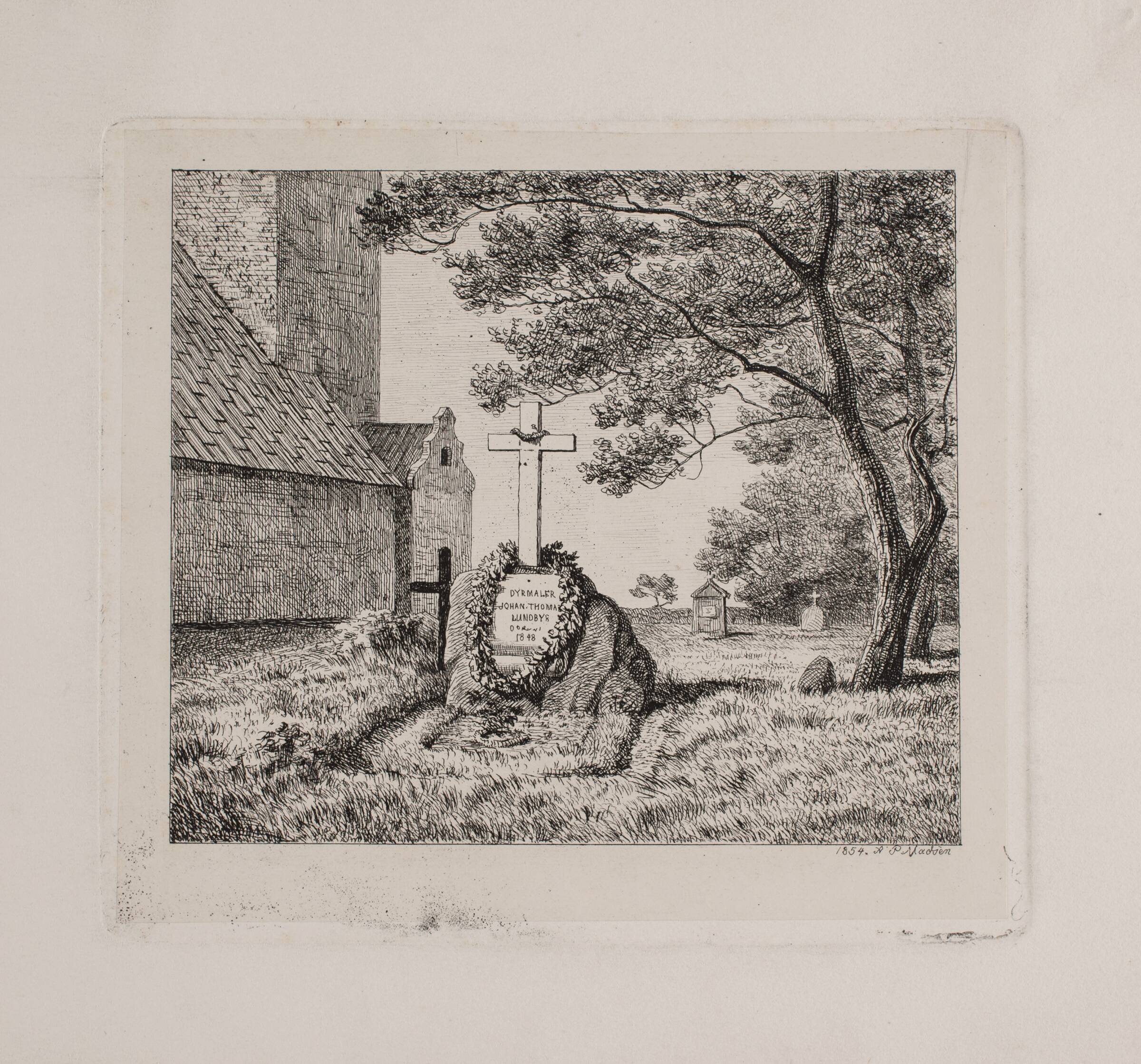 Lundbyes grav på Bedsted kirkegård i Sønderjylland, Madsen, A.P., 1854